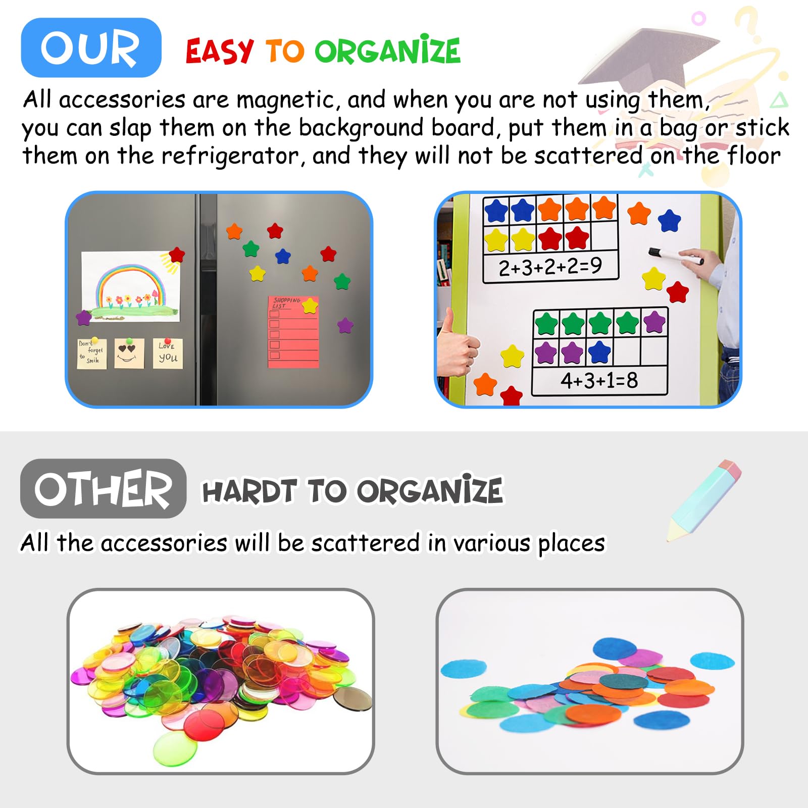LOOIKOOS Magnetic Ten-Frame Math Set for Kids - Classroom & Homeschool Learning Toys