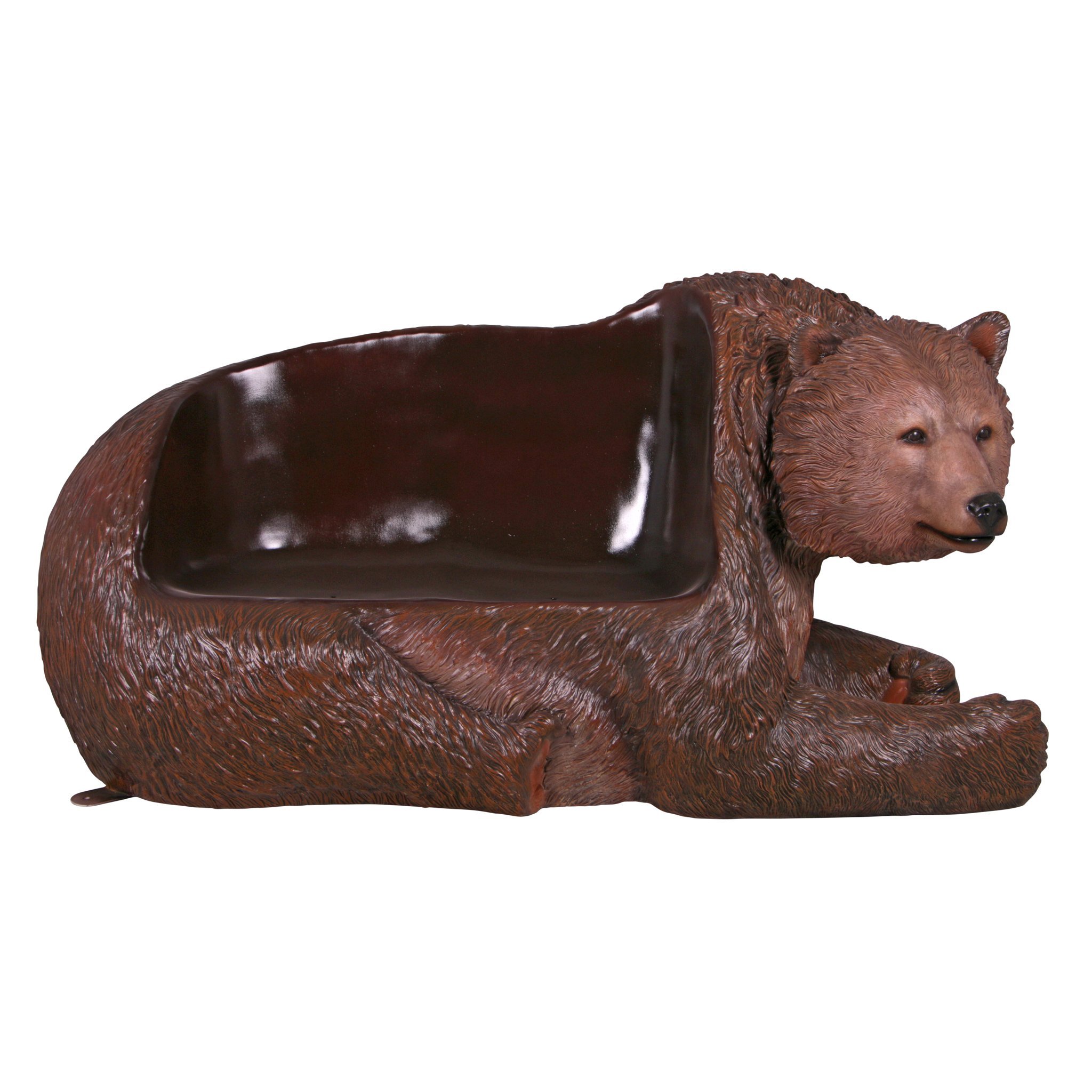 Design Toscano Brawny Grizzly Bear Outdoor Garden Bench - 79 Inch Resin Sculptural Seat with Brown Finish - Perfect for Patio, Lawn, and Backyard Decor