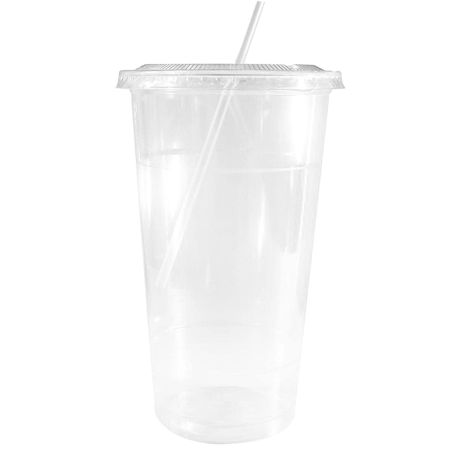 32 oz Clear Plastic Disposable Cups with Lids & Straws - 500 Count Bulk PET Cups for Cold Drinks, Smoothies, Iced Coffee, Boba Tea, Protein Shakes - Perfect for Parties, Cafes, Restaurants and Home Use