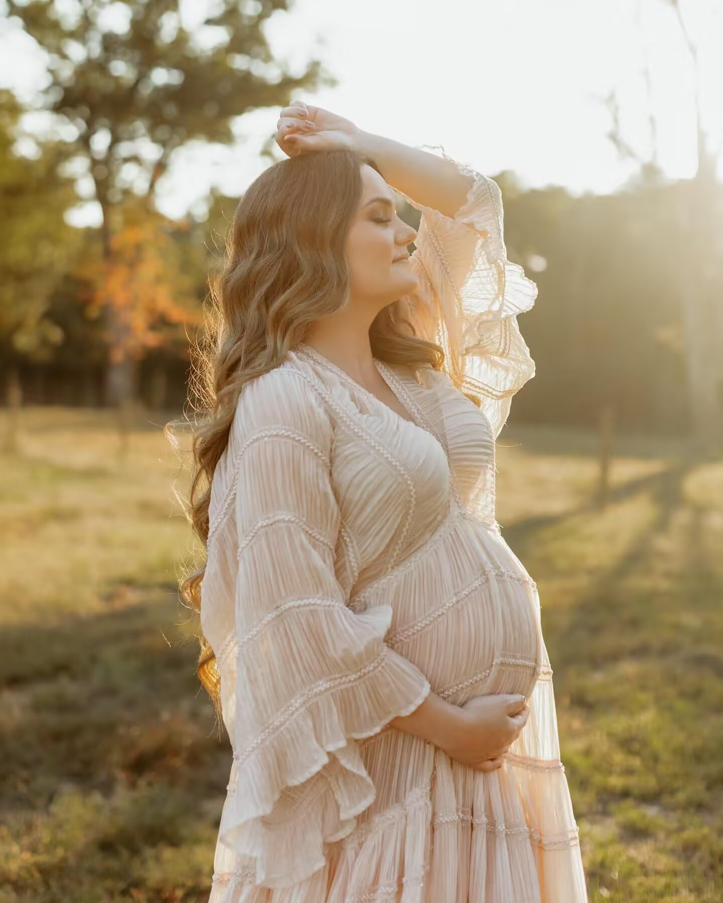Boho Off Shoulder Tulle Maternity Dress for Photoshoot, Baby Shower & Pregnancy - Elegant Bridal Lingerie Gown for Special Occasions