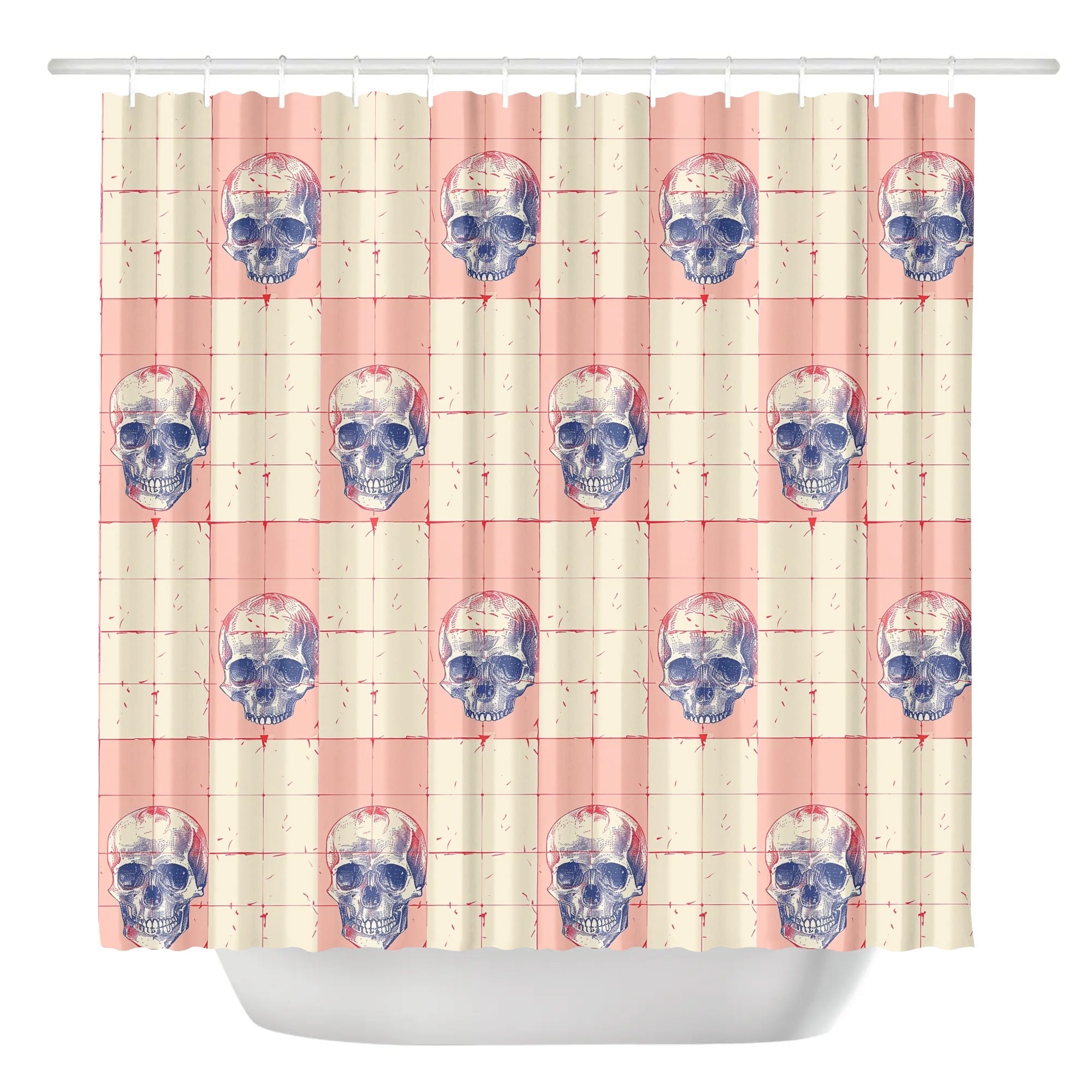 Gothic Peach Skulls Shower Curtain - Waterproof Bathroom Decor for Halloween, Aesthetic Gothic Home, and Unique Gift Idea - Perfect for Spooky Bathroom Makeovers and Themed Parties