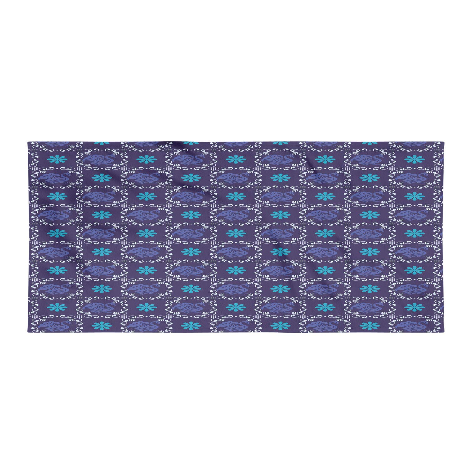 Ambesonne Peacock Backpacking Towel - Quick Dry, Soft & Absorbent Microfiber Camping Towel with Oriental Feather Pattern - Perfect for Hiking, Travel & Beach (Indigo Sea Blue)