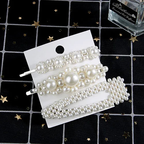 5Pcs/Set Elegant Pearl Hair Clips for Women - Snap Button Hairpins, Sweet Pearl Barrettes, Hair Jewelry Accessories - Perfect for Weddings, Parties & Everyday Styling