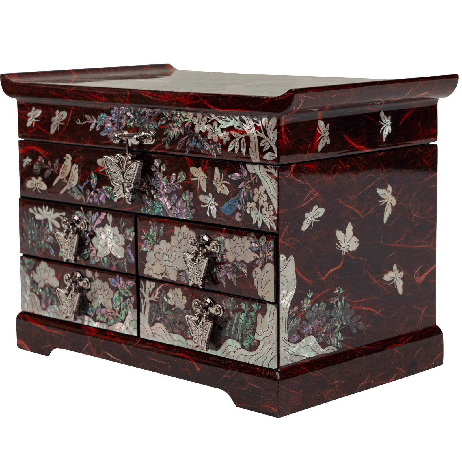 Handcrafted February Mountain Mother of Pearl Jewelry Box - Korean Traditional Design | Unique Keepsake Organizer for Women, Mom & Grandma | Perfect Gift for Christmas, Birthday & Anniversary | Elegant Storage for Necklaces, Rings & Earrings at Home or Travel