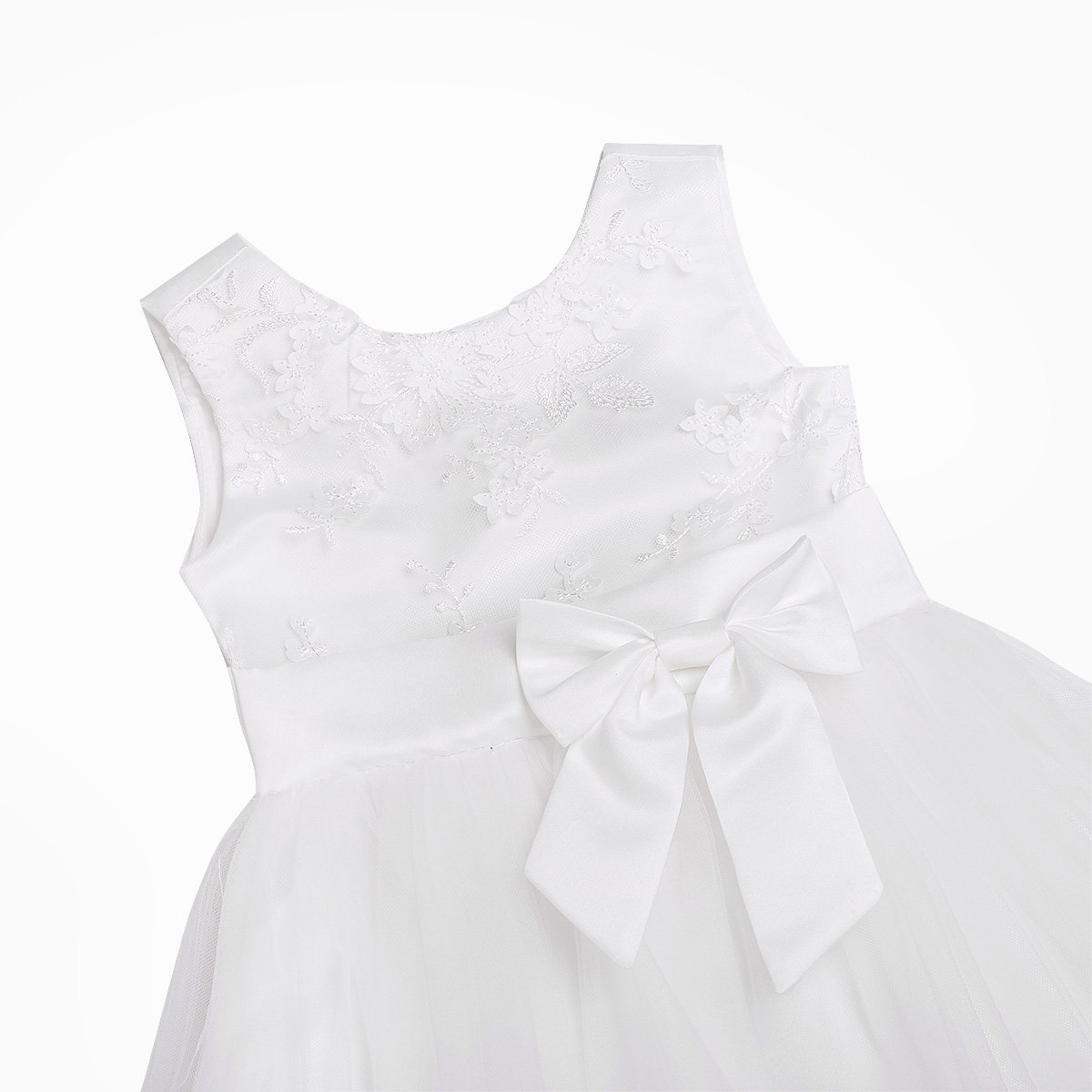 iiniim Infant Baby Flower Girl Dress - Embroidered Baptism & Christening Gown for Wedding Party (White, 0-6 Months) | Perfect for Special Occasions, Photo Shoots & First Birthday Celebrations