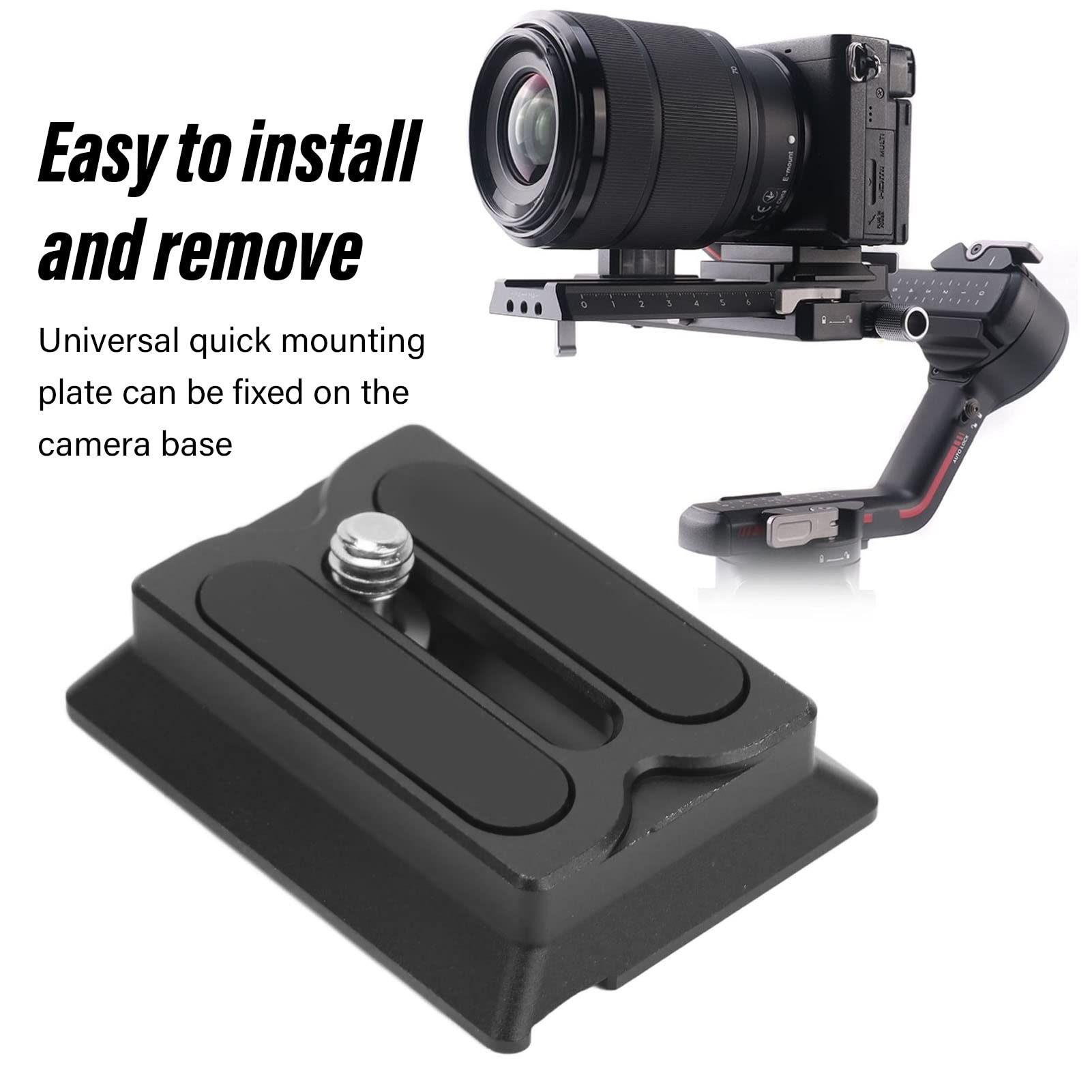 Quick Release Plate Tripod Ball Head Base - Compatible with RSC2, RS2, RS3 Standard - Camera Stabilizer Accessories for DSLR & Mirrorless Cameras - Perfect for Photography, Videography & Travel Shooting