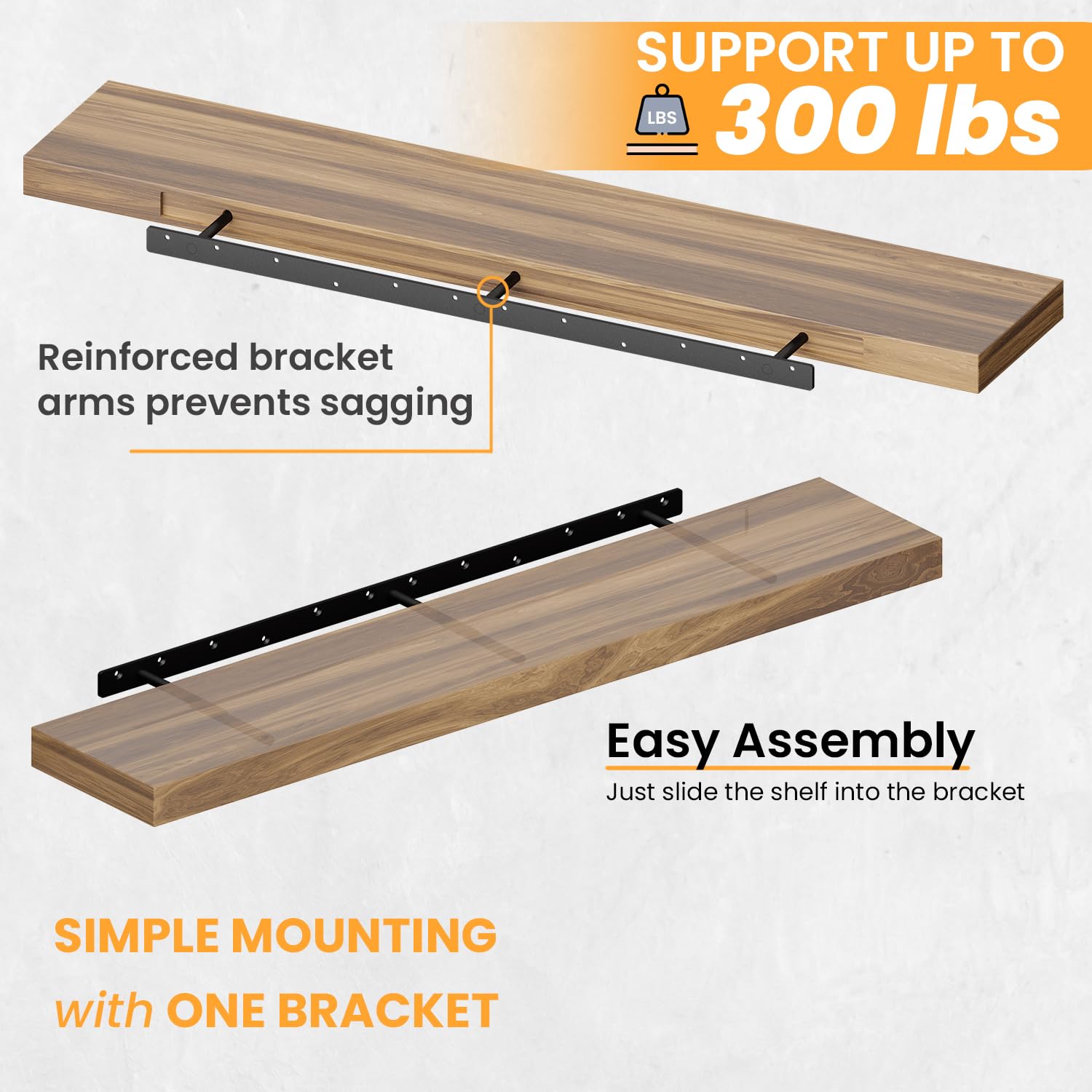 Heavy Duty 32-Inch Floating Shelf Brackets (2 Pack) – Solid Steel Hidden Shelf Supports for Wood Shelves – Kitchen, Living Room, Bathroom – Easy Mounting Hardware Included – Perfect for Home Decor & Storage Solutions