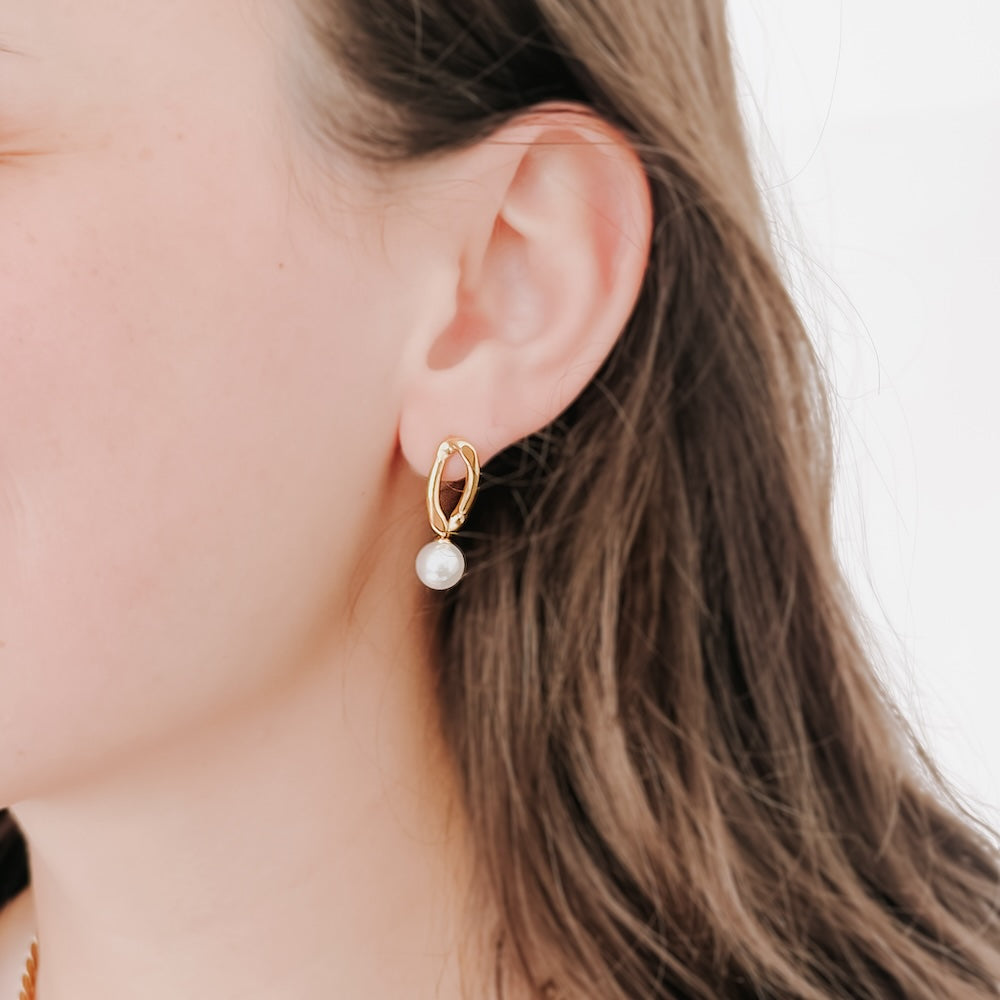 Elegant Pearl Drop Earrings for Women - 18K Gold Plated Hypoallergenic & Waterproof - Perfect for Weddings, Parties & Special Occasions