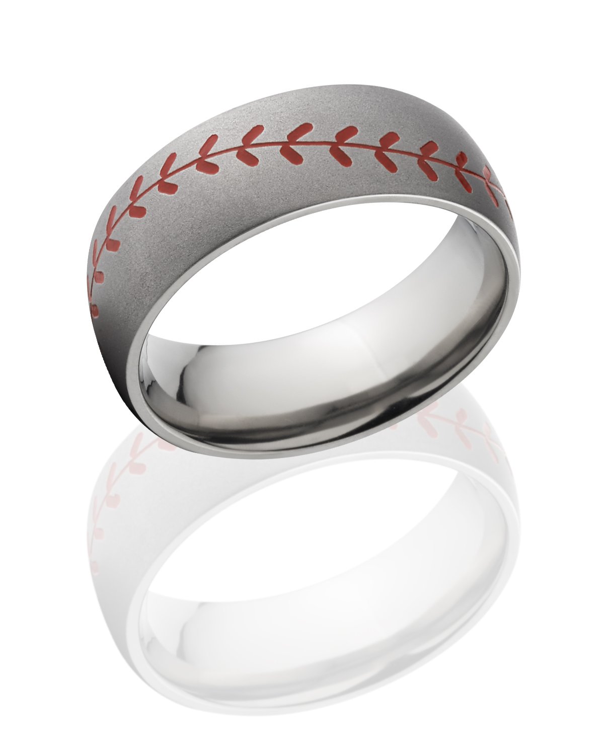Titanium Baseball Ring with Red Stitching - Comfort Fit for Sports Fans