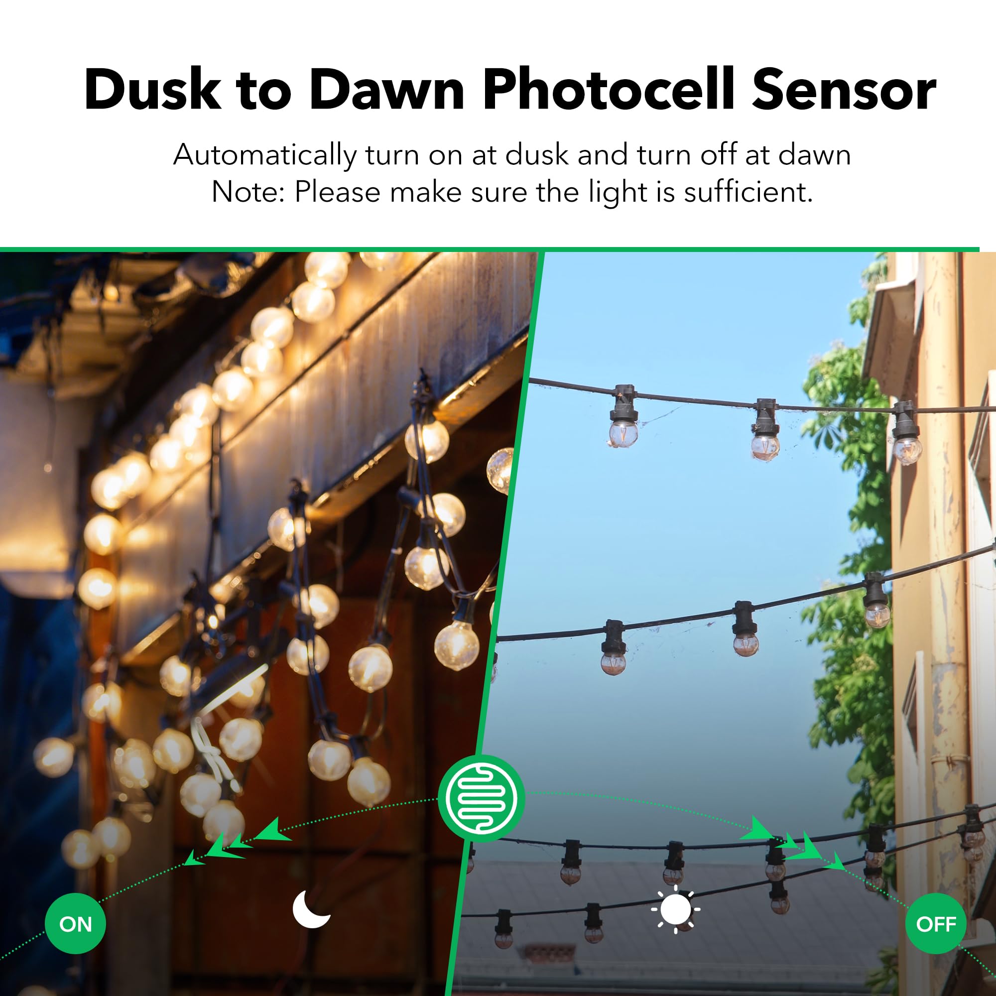 HBN Outdoor Light Timer - Waterproof & Weatherproof Photocell Dusk to Dawn Sensor with Remote Control, 2/4/6/8 Hour Countdown Timer, 3 Grounded Outlets (1875W 15A 1/2HP) - Perfect for Christmas Lights, Landscape Lighting & Holiday Decorations