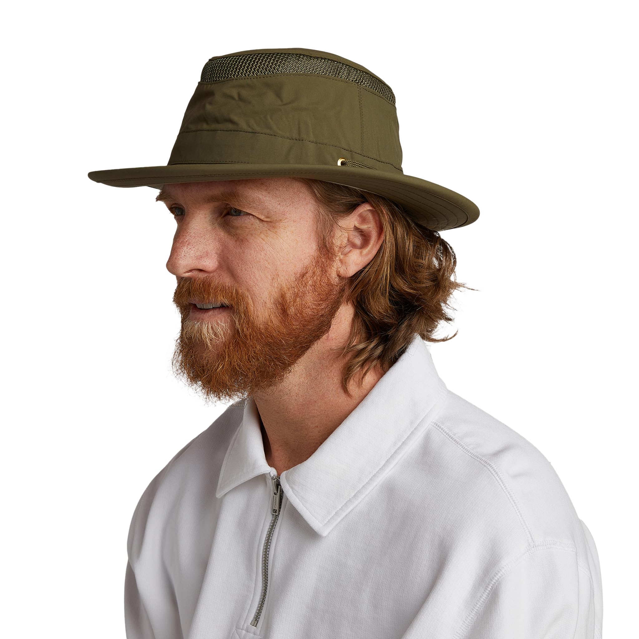 Tilley LTM5 Airflo Medium Brim Recycled Sun Hat for Men - Olive, Size 7.875 US - UV Protection Outdoor Hiking, Fishing & Travel Hat