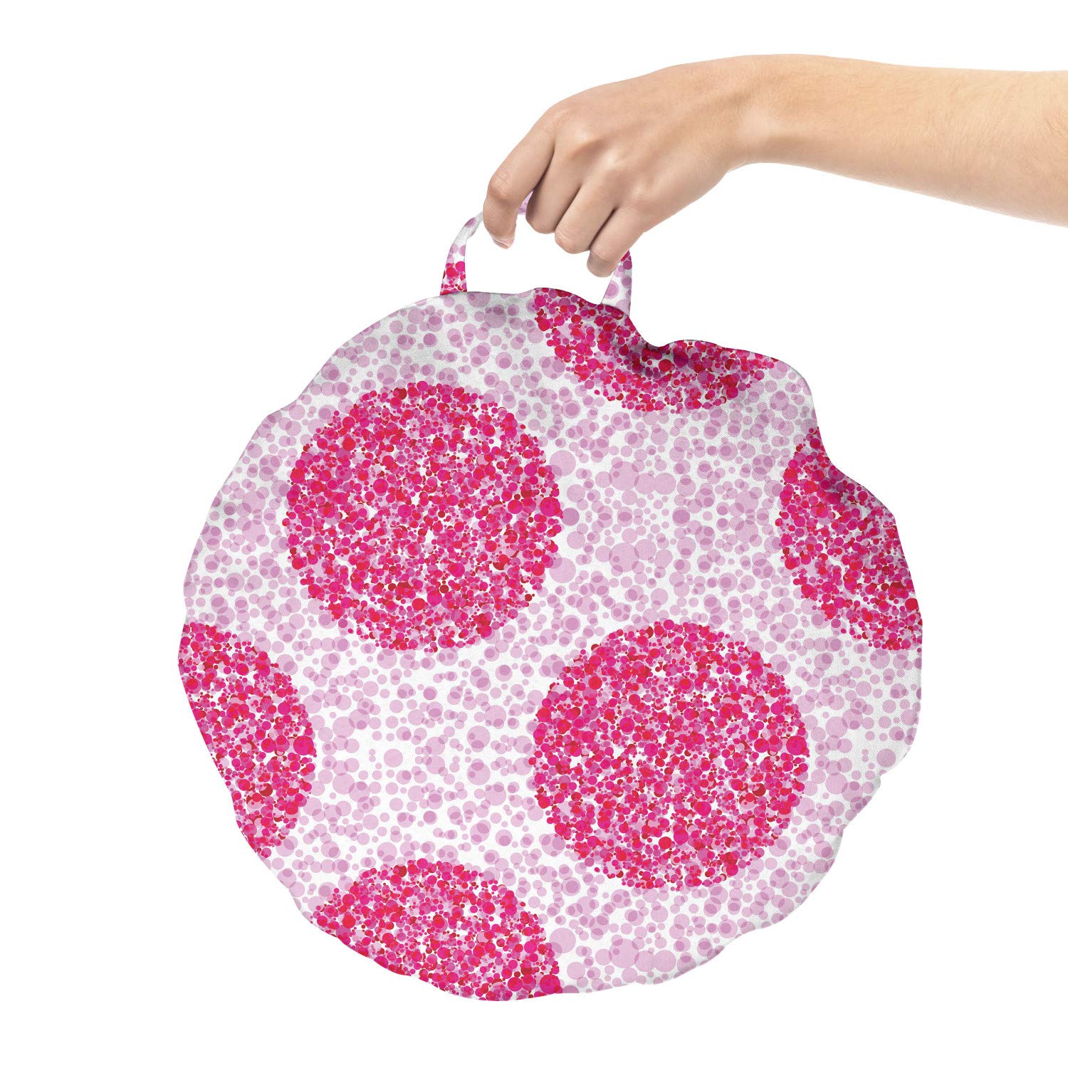 Ambesonne Abstract Round Floor Cushion with Handle - Large & Small Polka Dot Bubble Design - 18