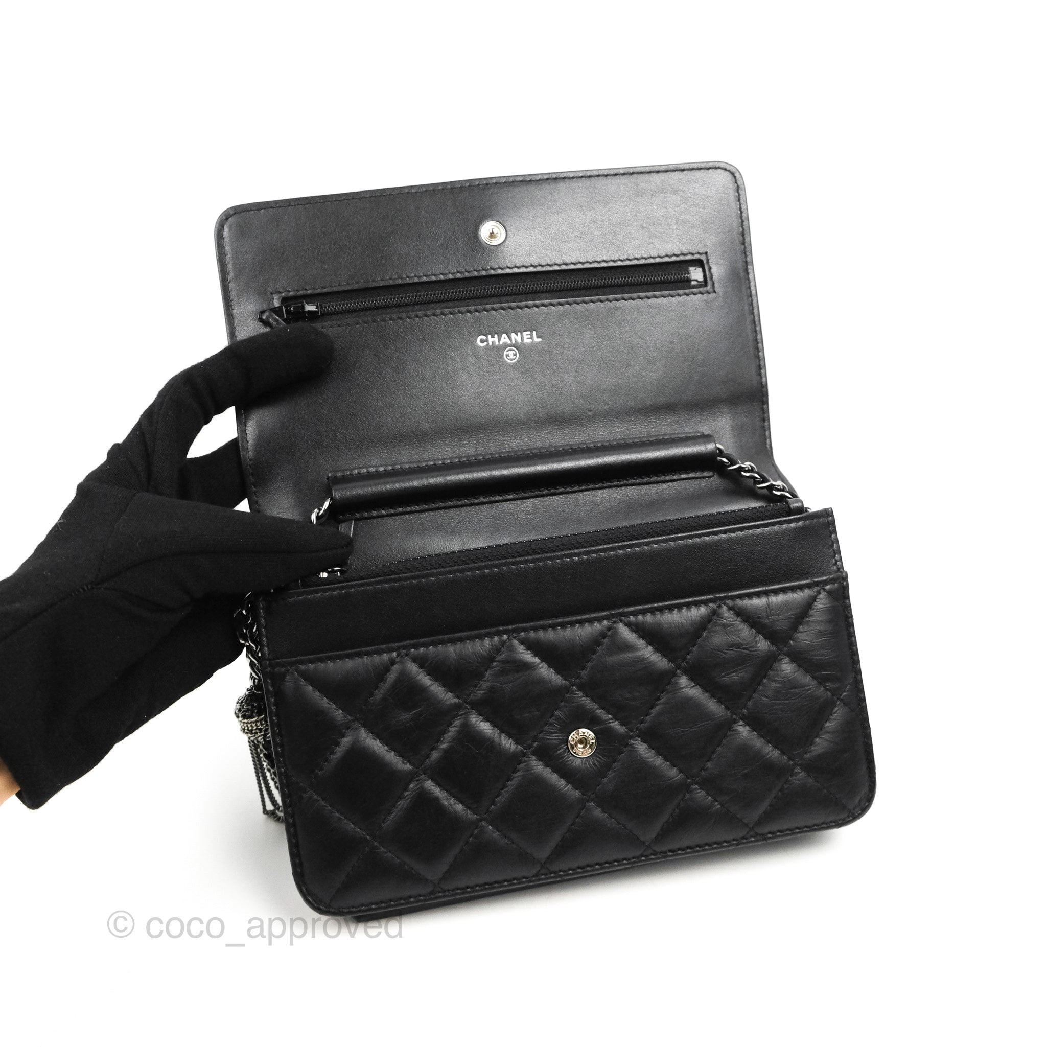 Chanel Quilted Tassel Wallet On Chain WOC Black Aged Calfskin Leather Crossbody Bag for Women | Evening Out & Date Night Essential