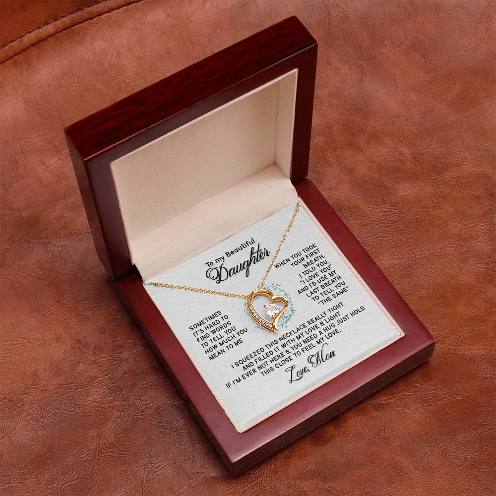 Beautiful Jewelry Necklace for Daughter - Thoughtful Gift from Mom in White or Yellow Gold Finish - Perfect for Birthdays, Graduation & Special Occasions