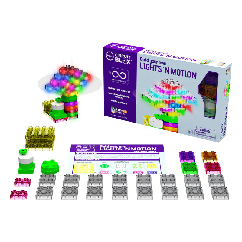 Circuit Blox™ BYO Lights 'N Motion Student Electronics Kit - STEM Learning Toys for Kids Ages 8+ | Build Your Own Light & Motion Projects - Perfect for Classroom, Homeschool & Science Fair Activities