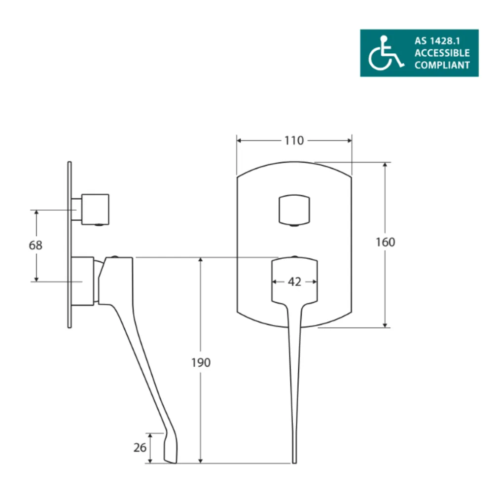 Fienza 218102BD Koko Care Matte Black Wall Mounted Basin Mixer with Diverter - Perfect for Modern Bathroom and Vanity Sink Faucet Installation