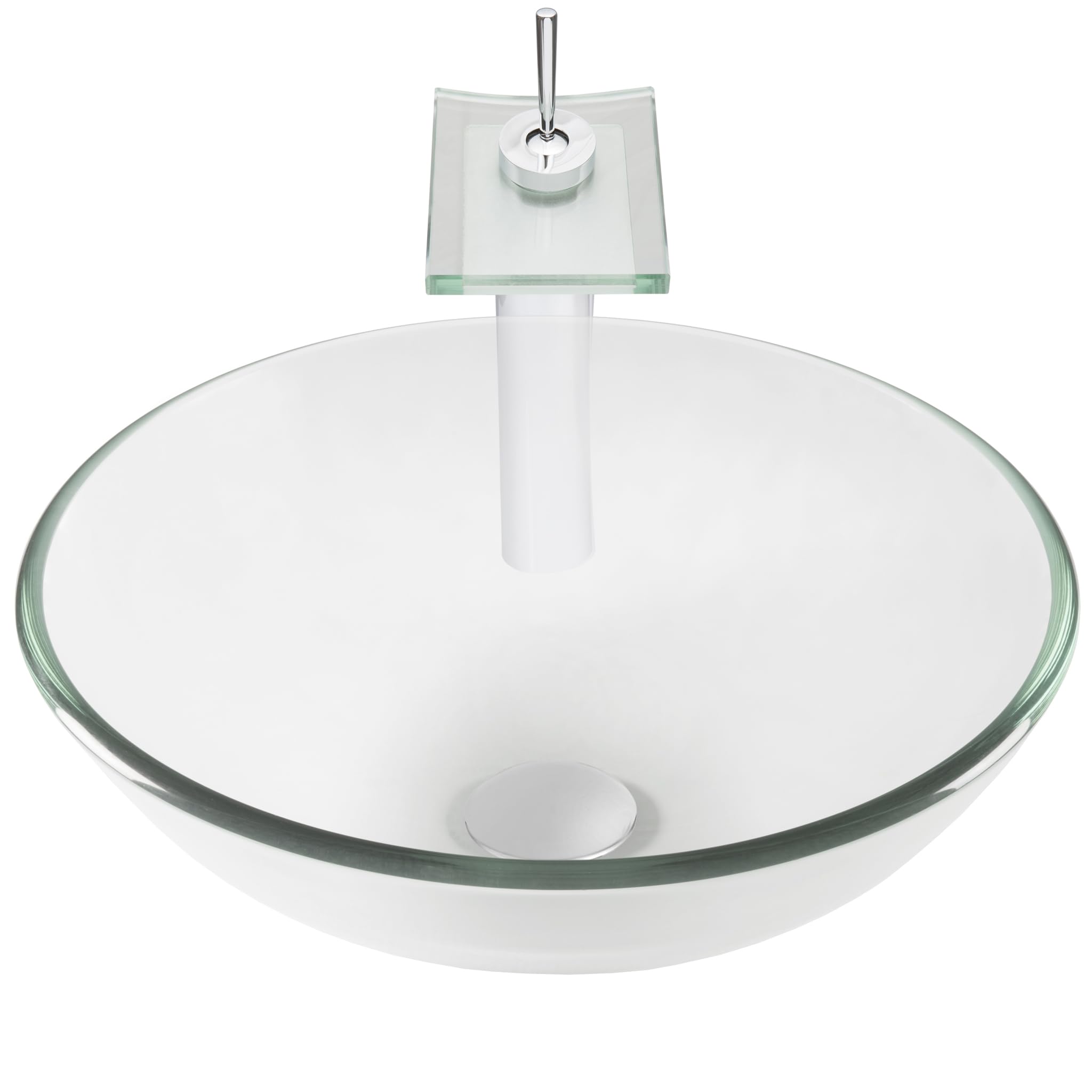 Novatto BONIFICARE Modern Glass Vessel Bathroom Sink Set with Chrome Faucet - Perfect for Contemporary Bathroom Vanities, Powder Rooms, and Luxury Home Decor