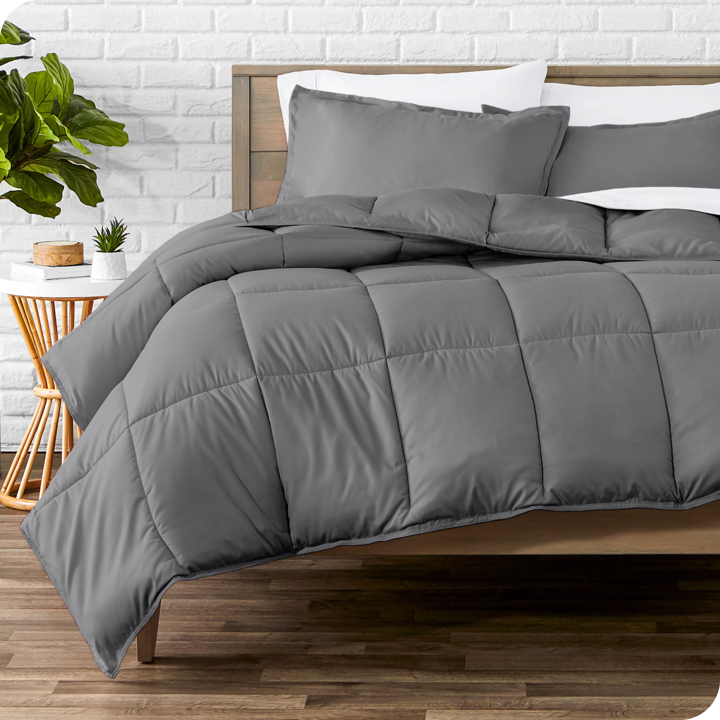 Bare Home Oversized King Comforter Set - Ultra-Soft Goose Down Alternative - Premium 1800 Series All Season Warmth - Grey - Perfect for Master Bedroom, Guest Room & Cozy Winter Nights