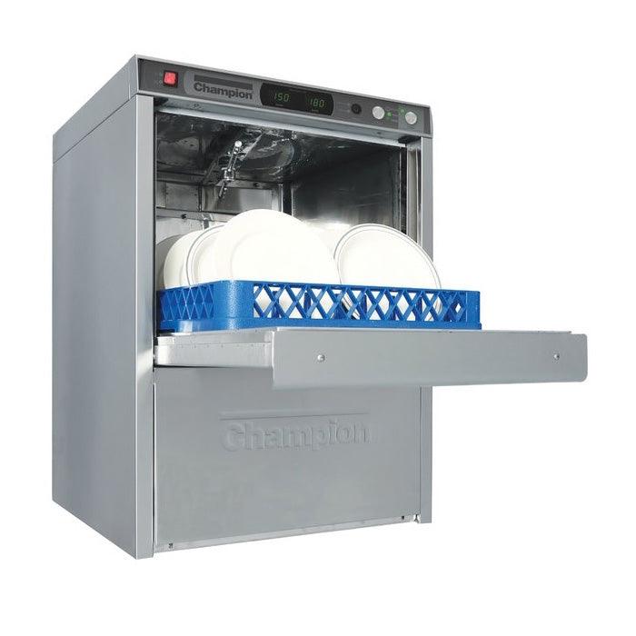 Champion UH330B Commercial Undercounter Dishwasher with Built-In Booster Heater - High Temperature, 4 Wire Plus Ground, 24 Racks/Hour - Perfect for Restaurants, Cafes, and Catering Businesses