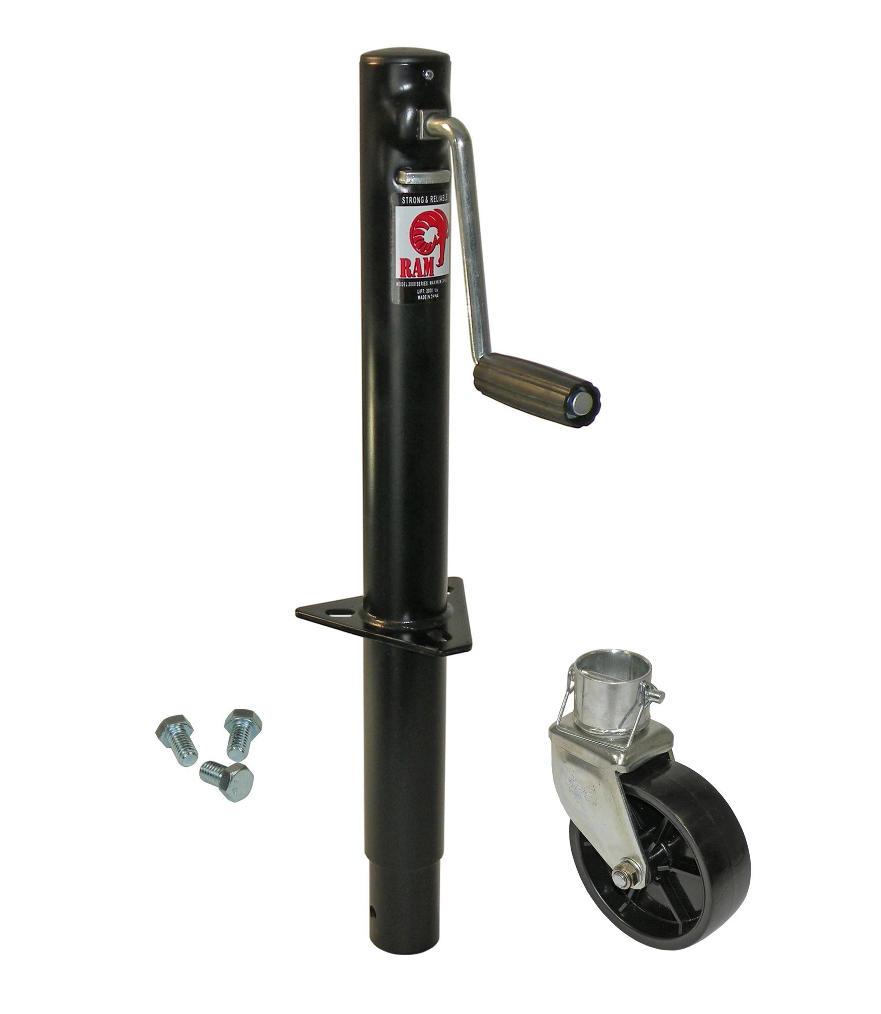 RAM A-Frame Trailer Jack with Wheel and Mounting Hardware - Heavy-Duty Stabilizer for RV, Boat, and Utility Trailers