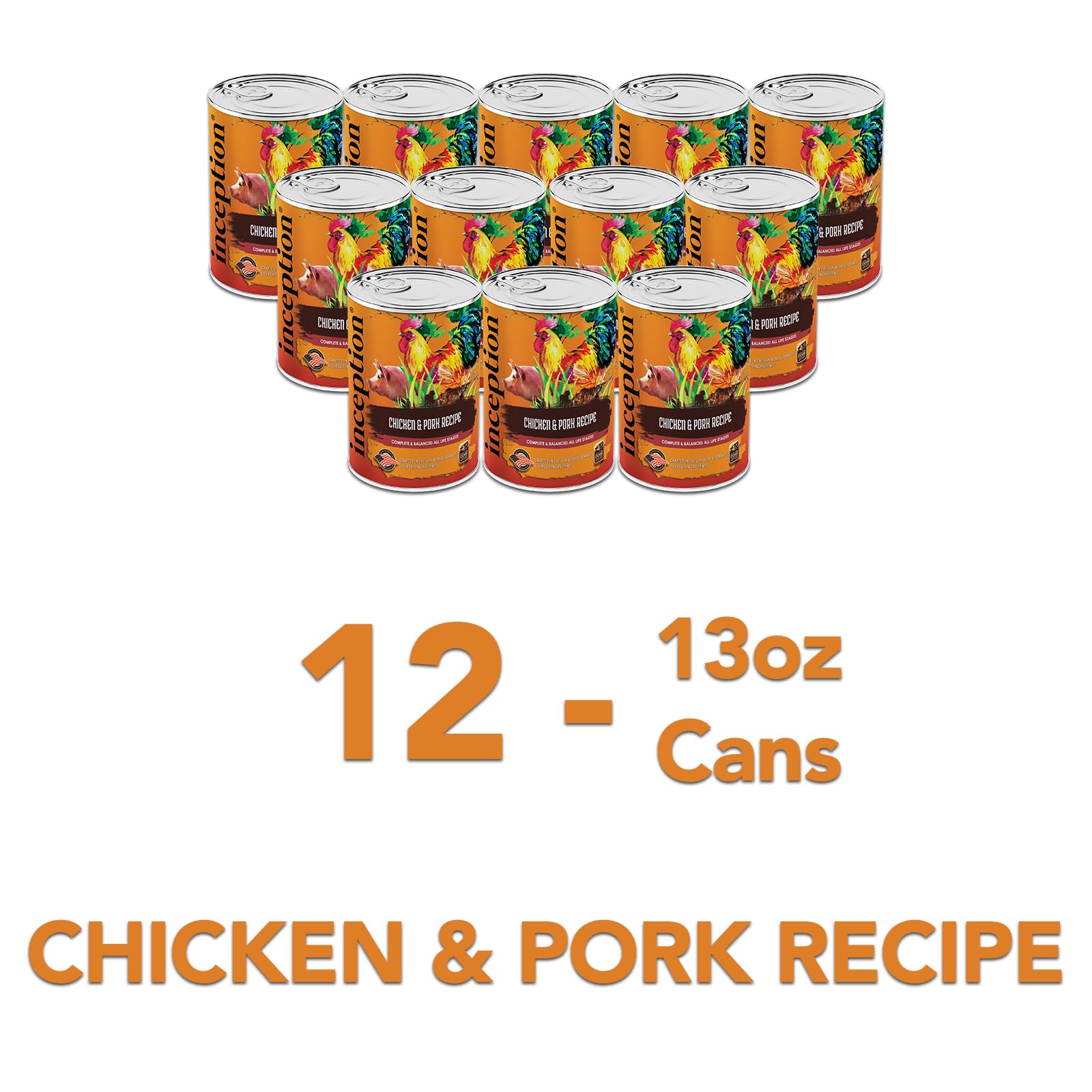 Inception® Wet Dog Food Chicken & Pork Meal Recipe – Grain-Free, Legume-Free, High-Protein Complete & Balanced Wet Food for Dogs – 12 Pack (13oz Cans) – Perfect for Picky Eaters & Sensitive Stomachs