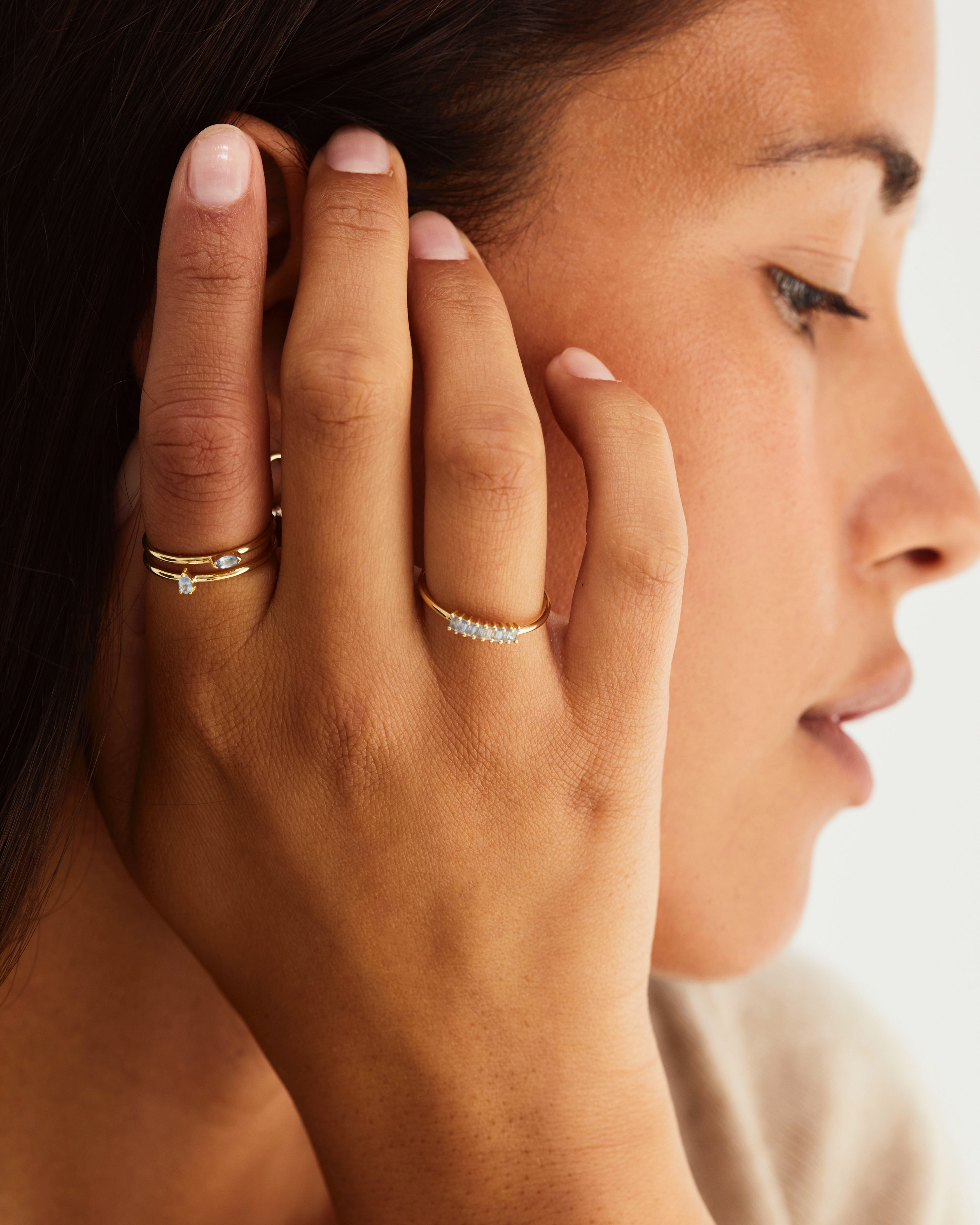 Danaë Stacking Ring with Genuine Ceylon Sapphire - Elegant Layered Jewelry for Women | Perfect for Everyday Wear, Special Occasions & Gift Giving