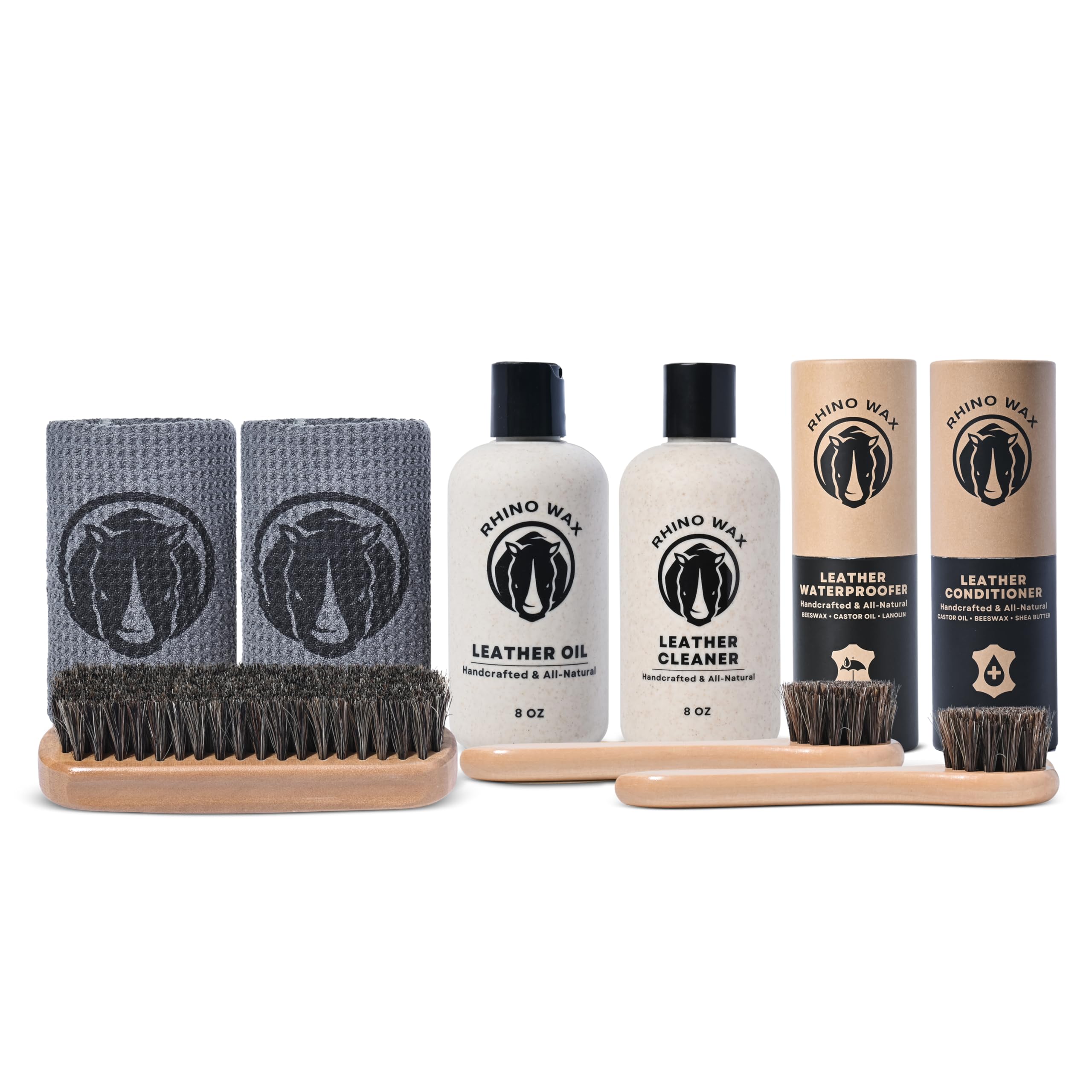 Premium Leather Care Kit (Oil, Conditioner, Cleaner, Wax, Brushes & Cloths) - Deep Clean, Condition & Protect Leather Furniture, Car Seats & Bags - Made in USA - Perfect for Home, Auto & Luxury Leather Maintenance