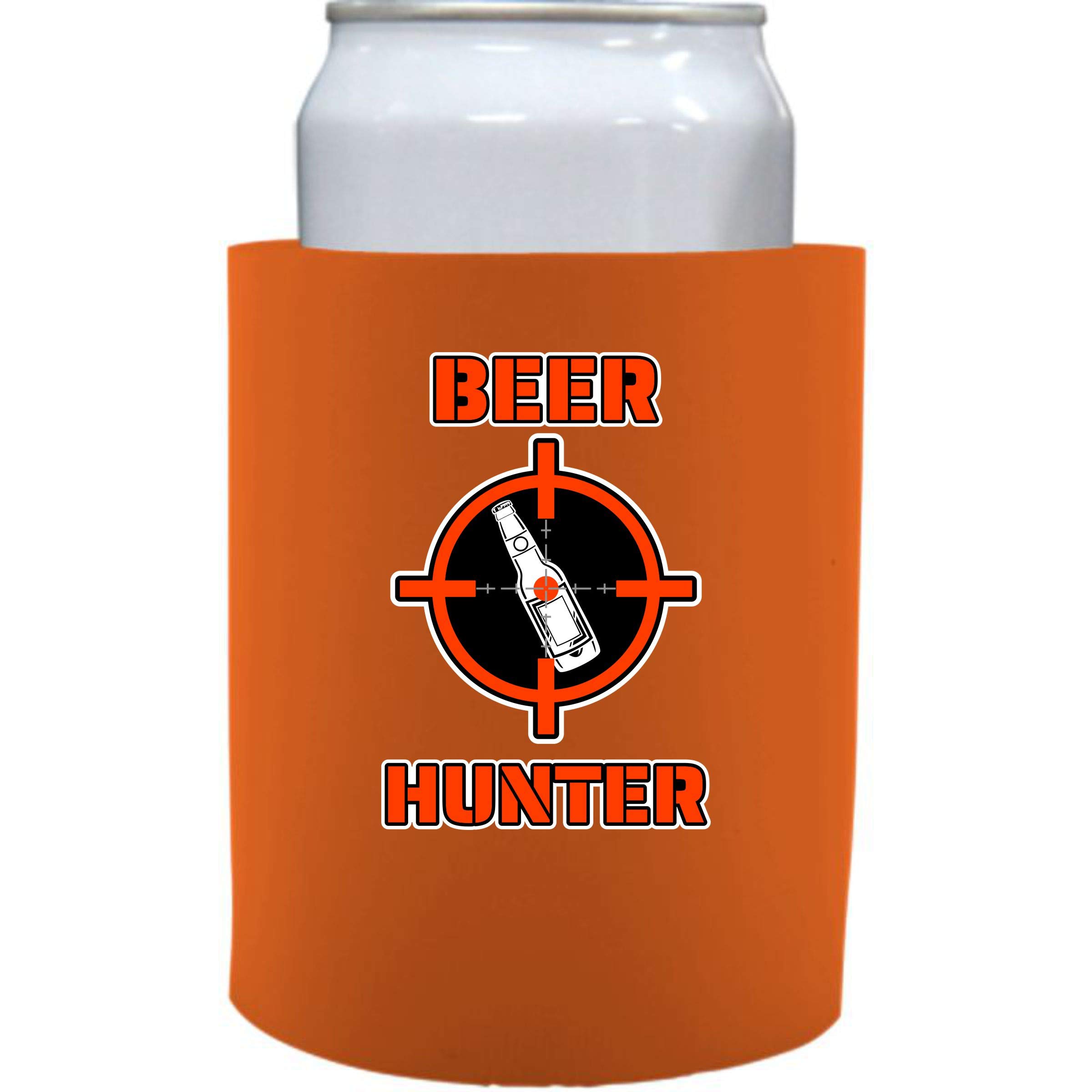 Beer Hunter Thick Foam Can Cooler - Insulated Orange Beer Koozie (1 Pack) | Keep Drinks Cold for Outdoor Parties, BBQs & Tailgating