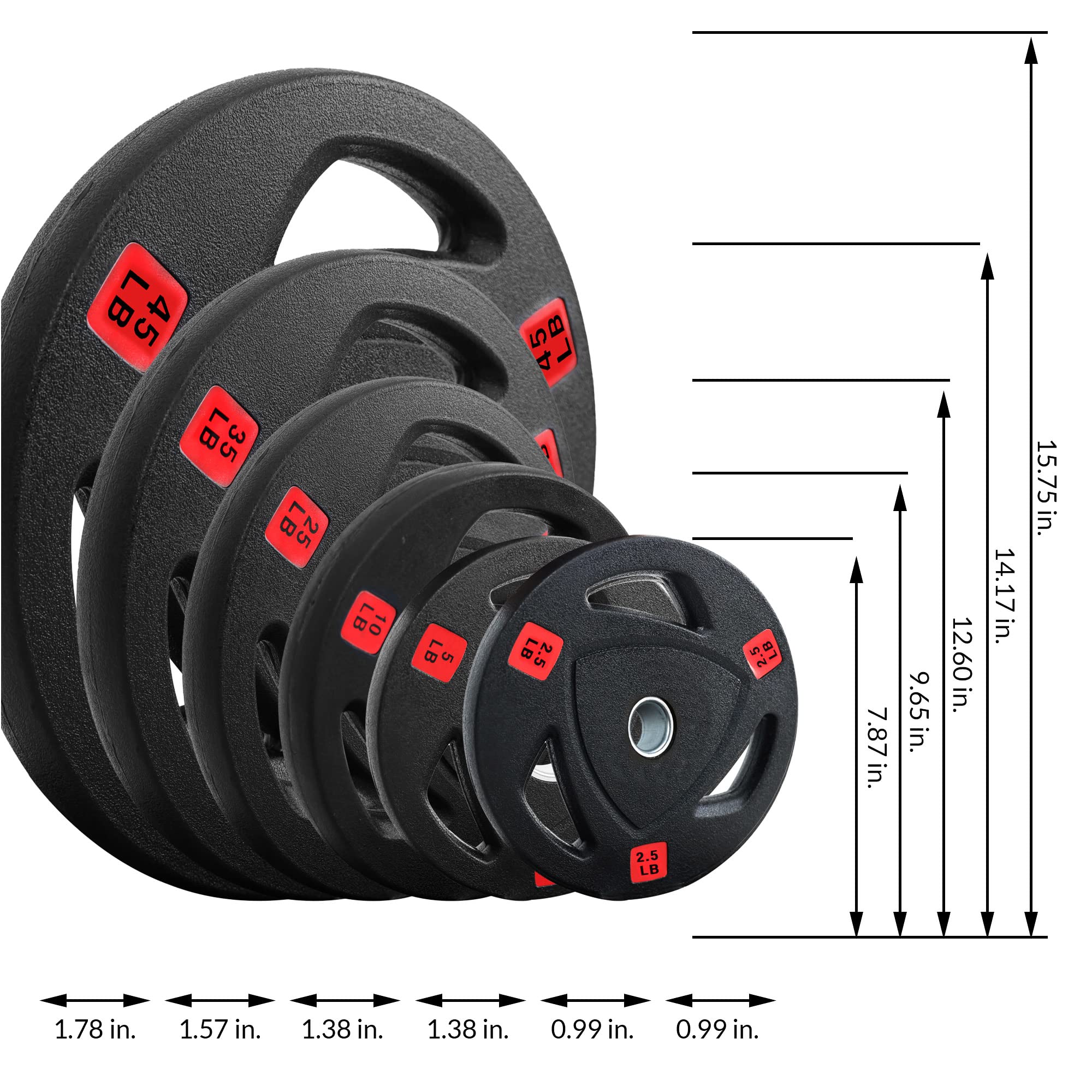 Signature Fitness 1-Inch Cast Iron Weight Plates - Standard Olympic Weight Plates for Strength Training, Weightlifting & CrossFit - Perfect for Home Gym, Commercial Gym & Powerlifting Workouts