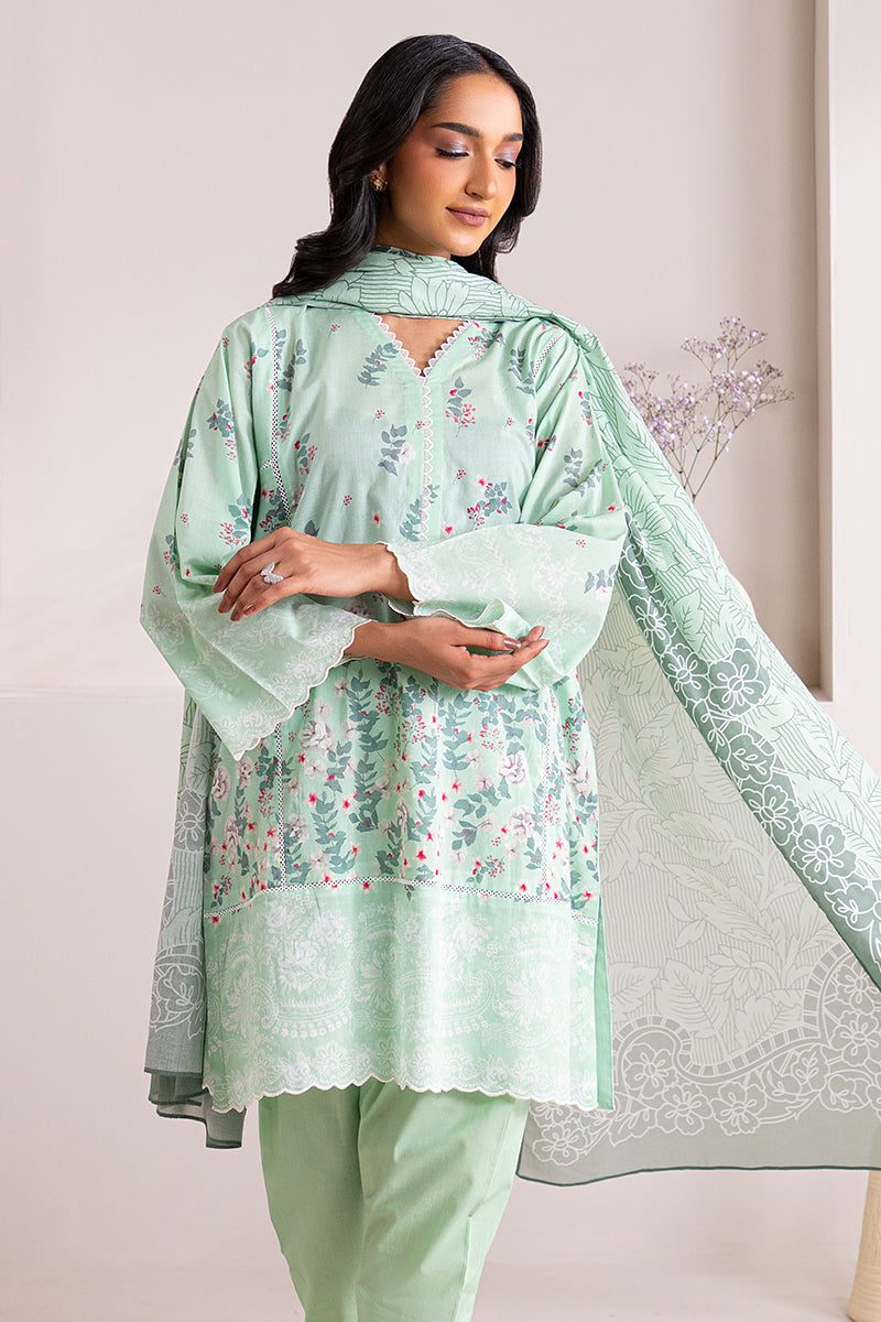 Mint Grace 3 Piece Printed Lawn Suit for Women - Floral Design Summer Outfit - Perfect for Parties, Weddings & Casual Wear