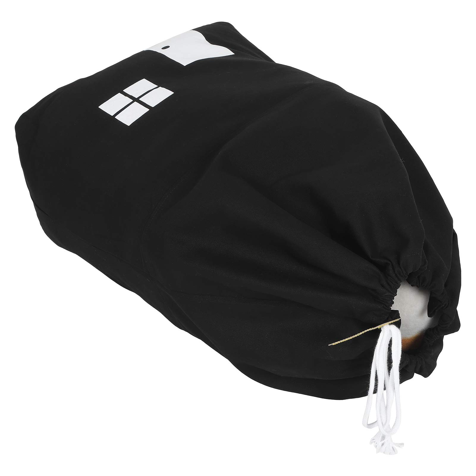 Multipurpose Drawstring Storage Bags for Shoes, Toys & Clothes - White/Black Small Organizer Bags for Home, Travel & Kids Room Organization (Large Black)