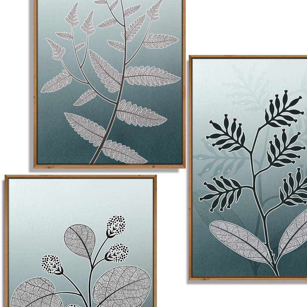 Wall26 3-Panel Framed Canvas Wall Art Set - Leaf Theme Modern Home Decor (16x24 Inches Each) | Ready to Hang for Living Room, Bedroom & Office | Perfect for Nature-Inspired Interior Design
