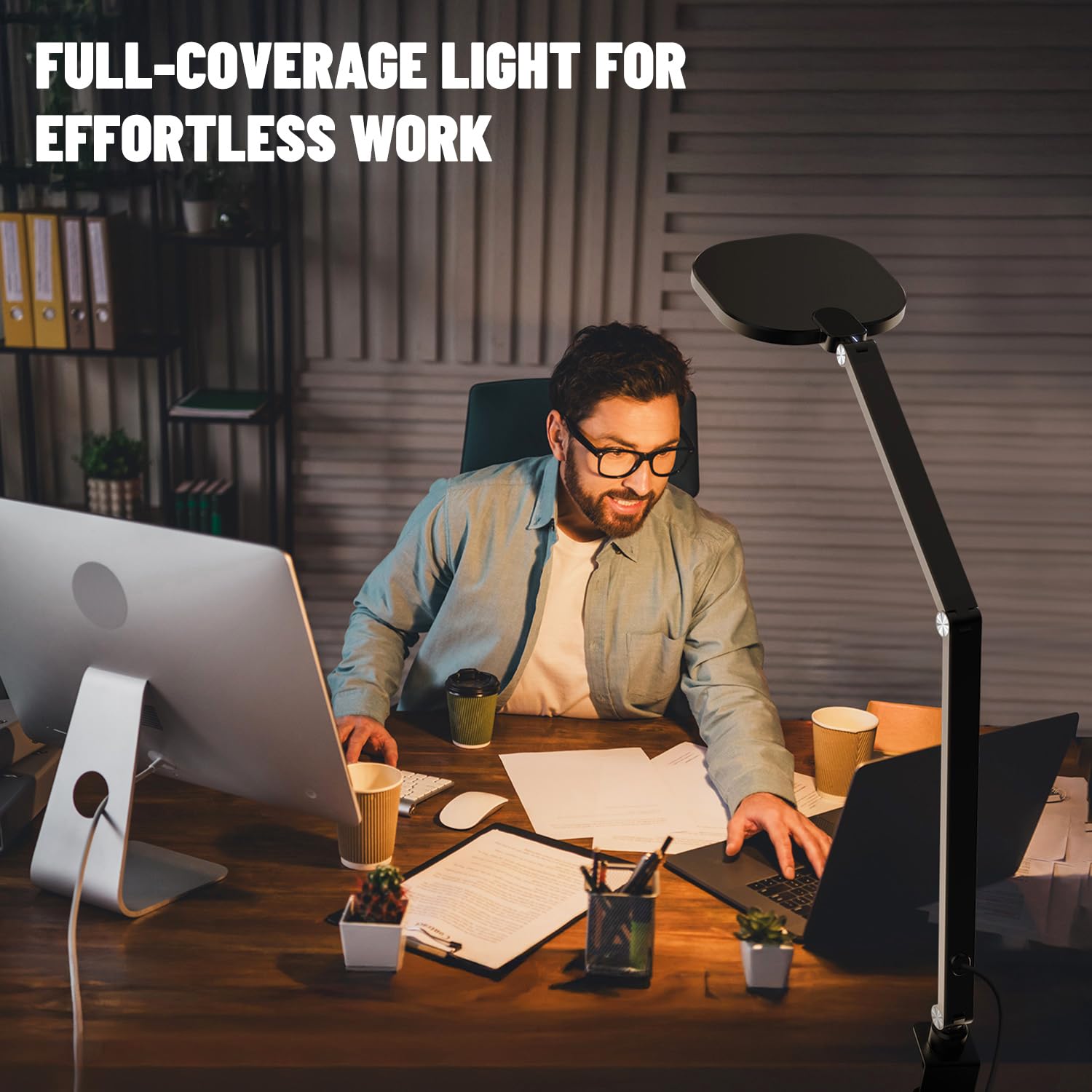 LED Desk Lamp for Home Office - 1200LM Adjustable Swing Arm Clamp Light with Memory & Timer, 3000K-6500K Dimmable Computer Light for Video Calls, Conference, Streaming, Reading & Task Lighting - Perfect for Remote Work, Gaming Setup & Study Room