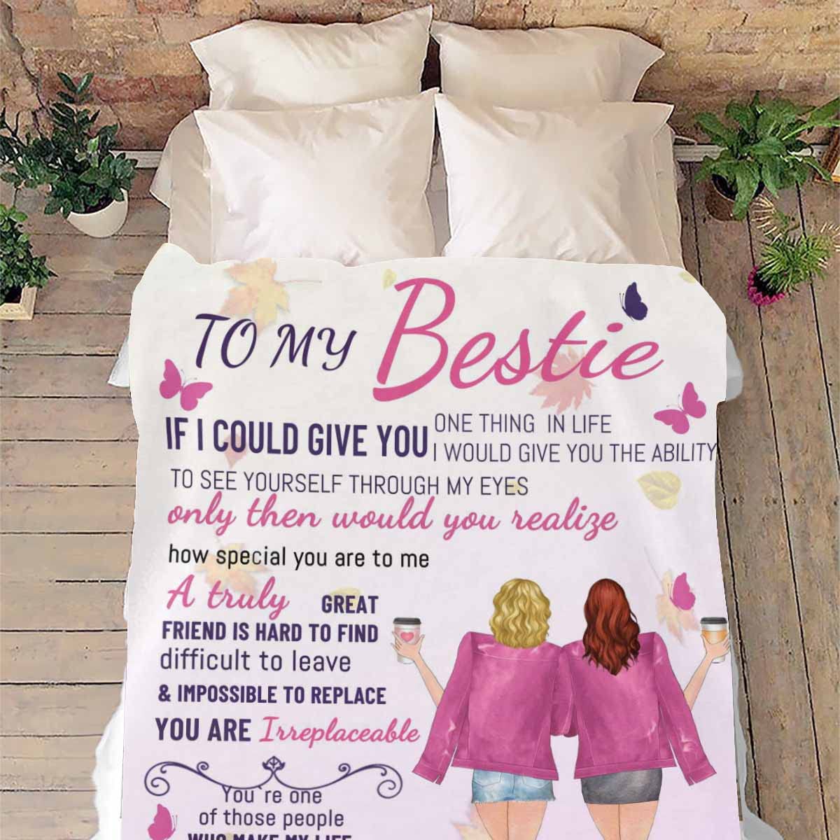 Custom Best Friend Blanket for Women - Personalized Photo Throw Blanket for BFF, Sister & Couples - 70