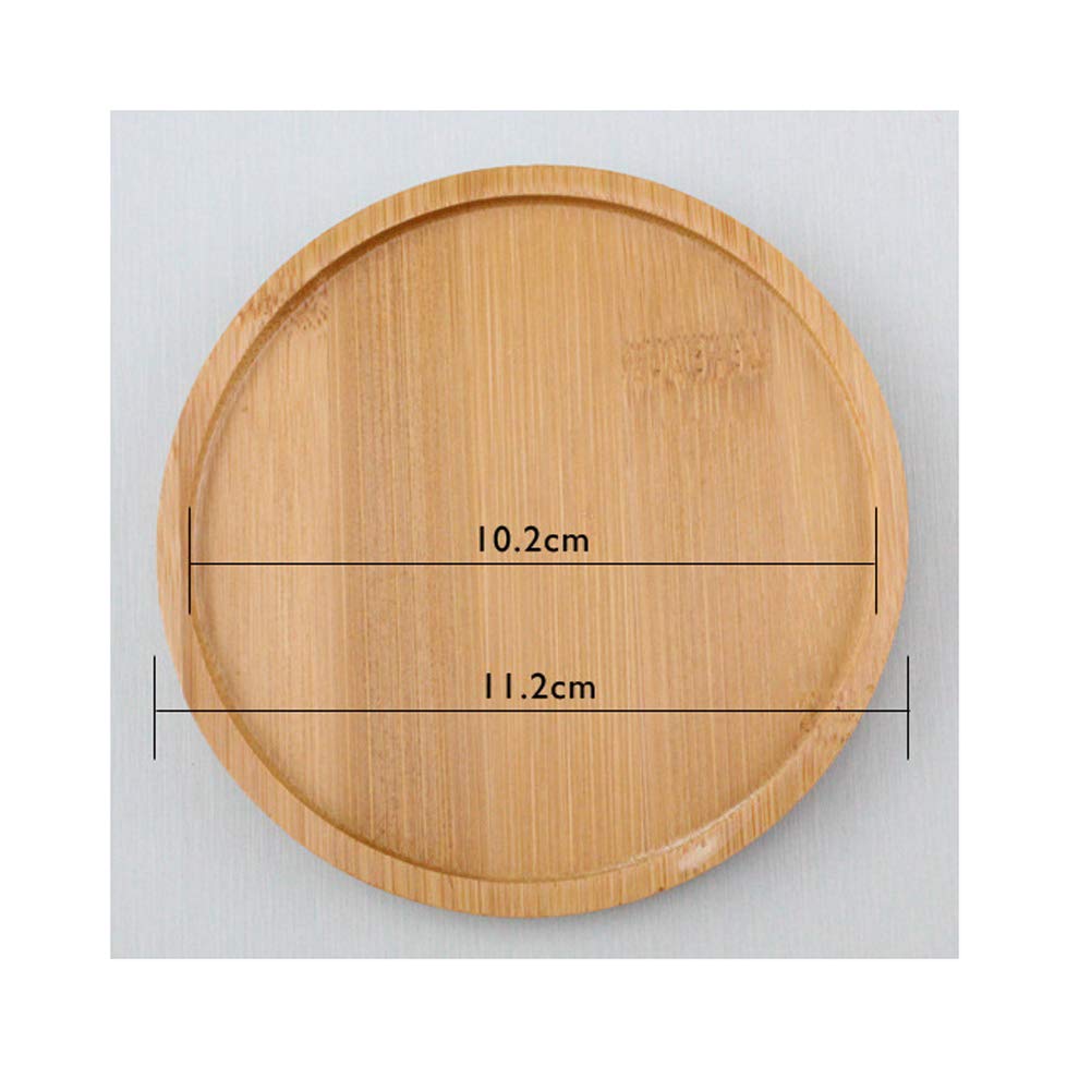 4.4 Inch Bamboo Plant Saucers - Set of 4 Round Bamboo Trays for Succulents, Indoor & Outdoor Plants - Perfect for Drainage, Decoration and Plant Protection