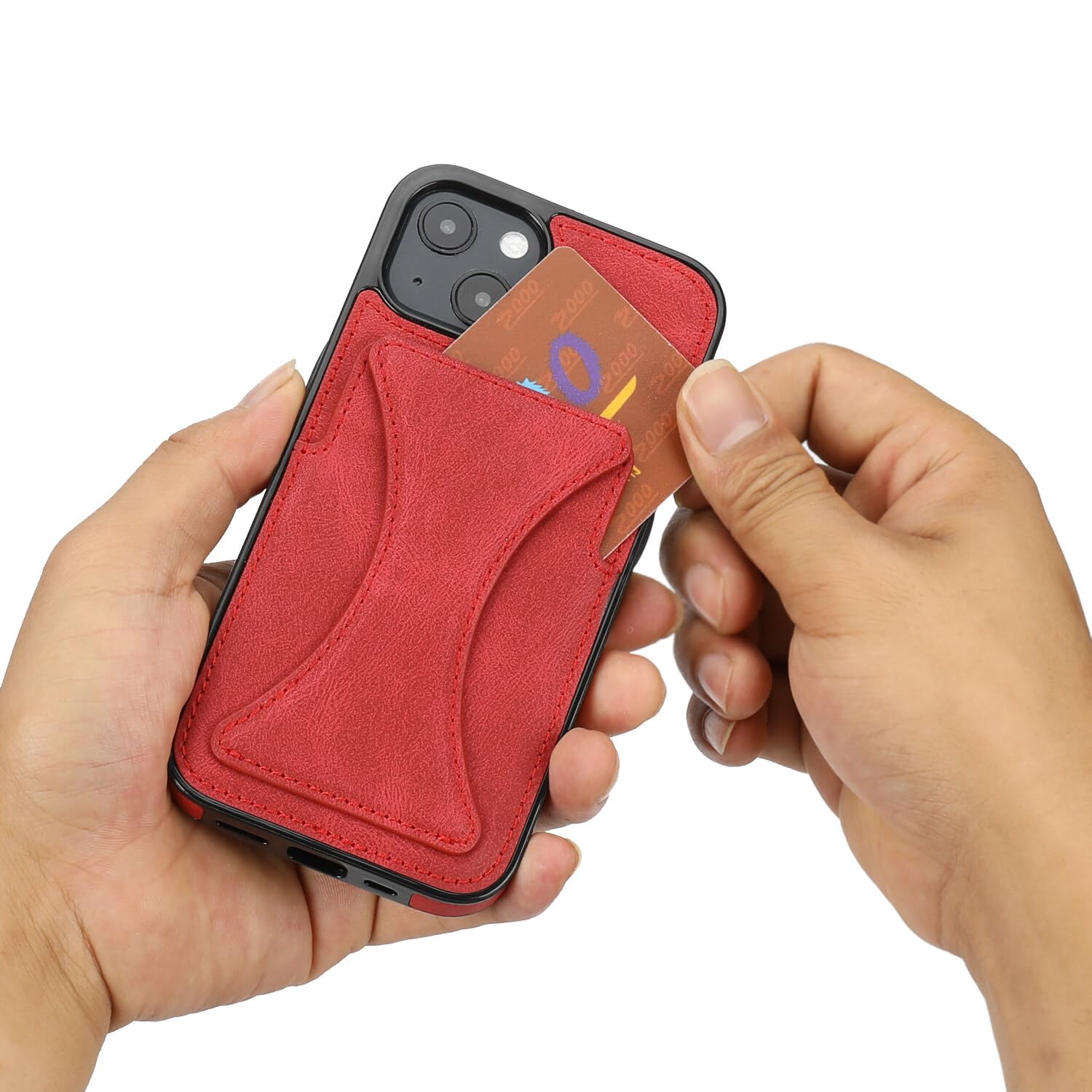 Premium PU Leather iPhone 13 Mini Wallet Case with Card Holder - Ultra Slim Shockproof Cover with Kickstand & 3 Card Slots | Compatible with iPhone 13 Mini (Red) | Perfect for Everyday Use, Travel & Hands-Free Viewing