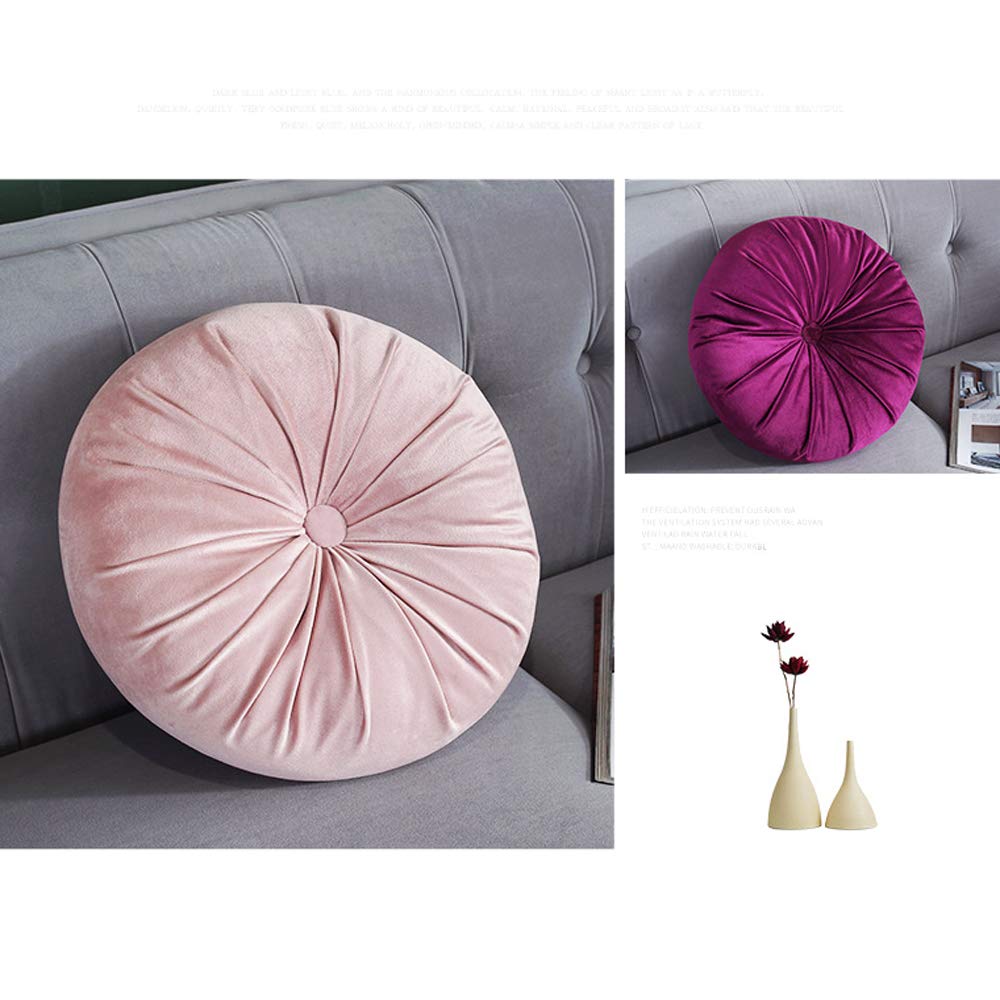 Round Throw Pillows - Soft Velvet Pumpkin Cushion with Pleated Design for Sofa, Bed, Living Room & Office Decor | Cozy Home Accessories for Comfort & Style