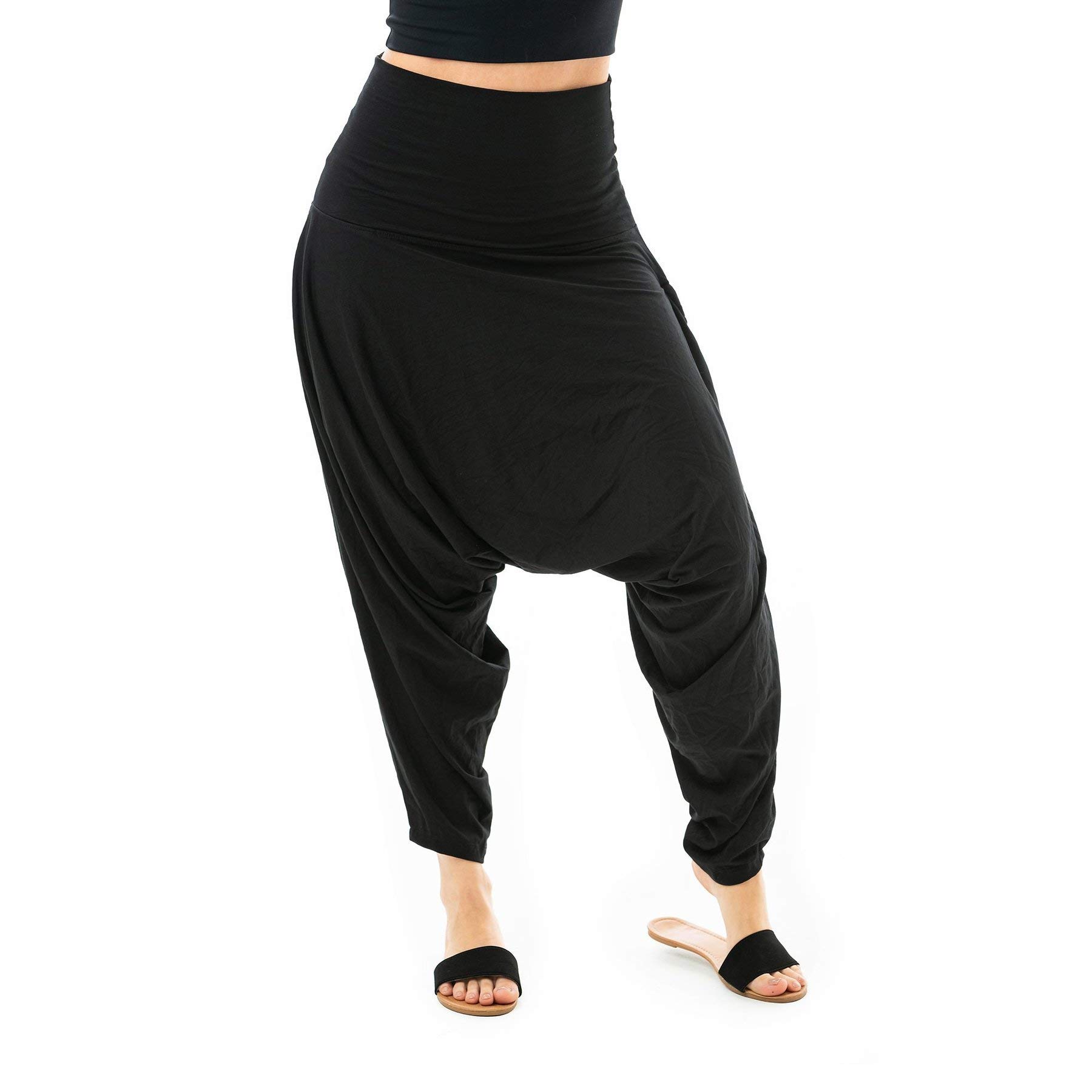 Buddha Pants San Francisco Harem Pants for Women with Pockets - Soft Cotton Boho Pants - Breathable Bamboo Yoga Pants - Perfect for Beach, Yoga, Meditation & Lounge Wear