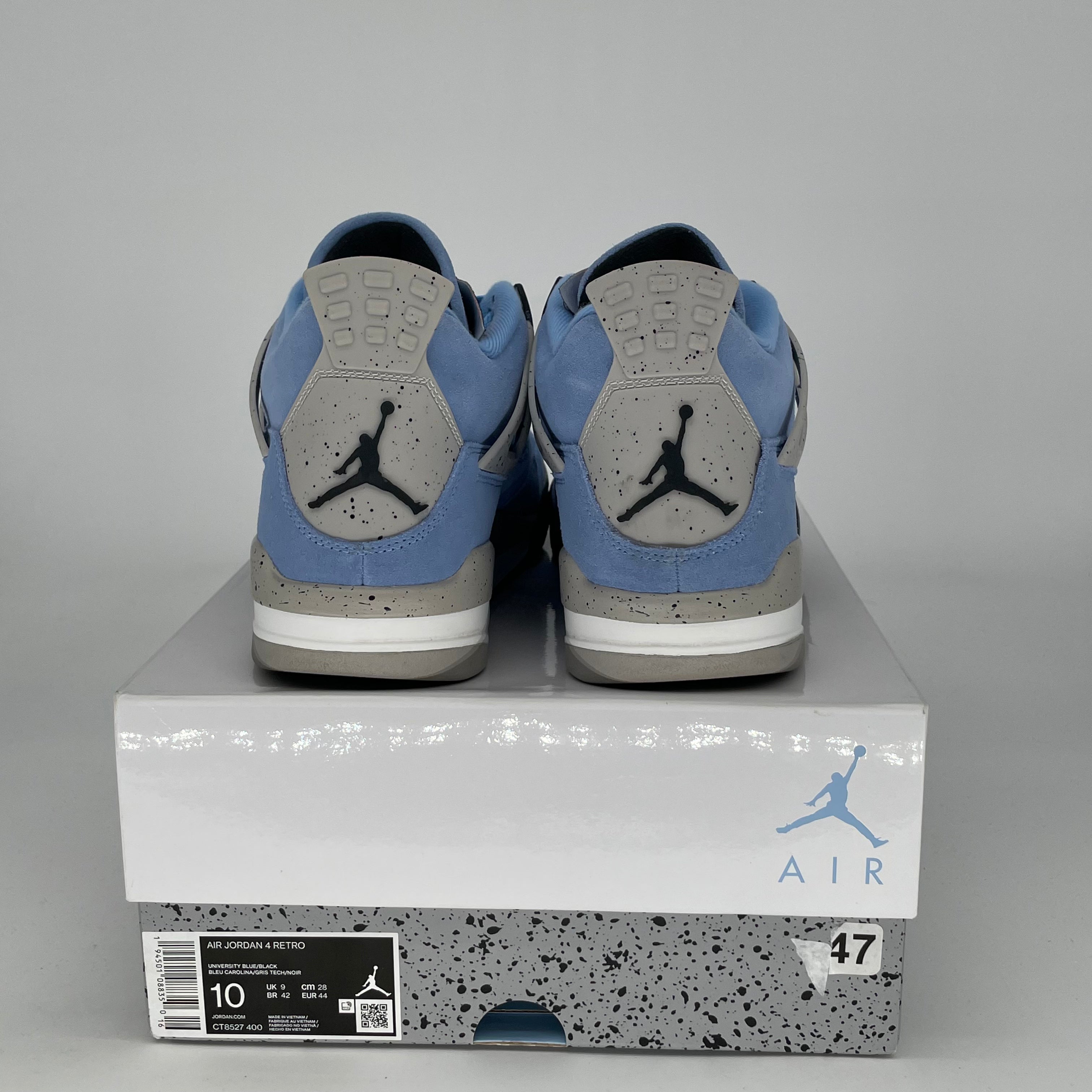 AIR JORDAN 4 UNIVERSITY BLUE Retro Sneakers - Men's Size 10/Women's Size 11.5 - Style Code CT8527-400 | Authentic Basketball Shoes for Streetwear & Sports Performance