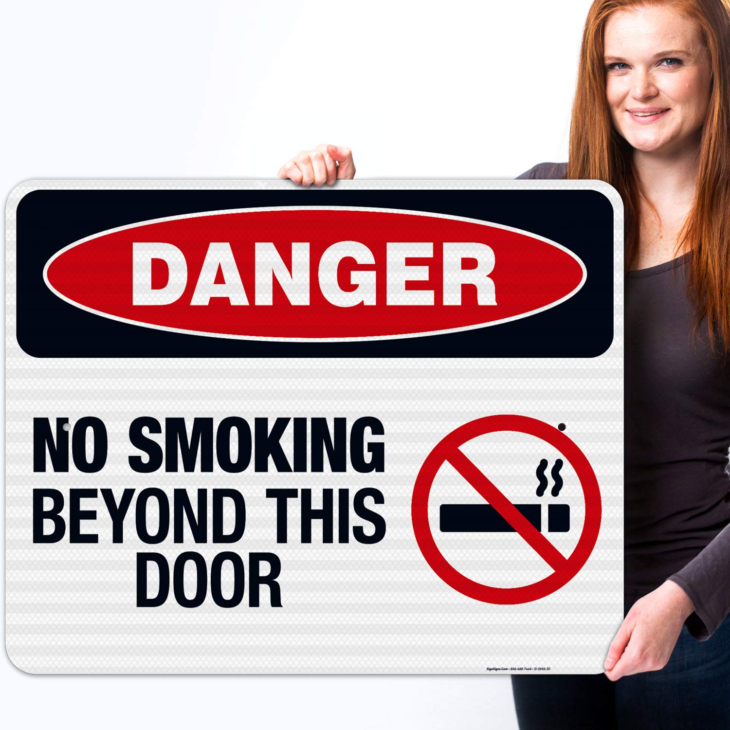 Danger No Smoking Beyond This Door Sign - OSHA Compliant 24x30 Inches, 3M EGP Reflective .080 Aluminum Safety Sign, Fade Resistant for Indoor & Outdoor Use - Made in USA | Perfect for Warehouses, Factories & Public Buildings