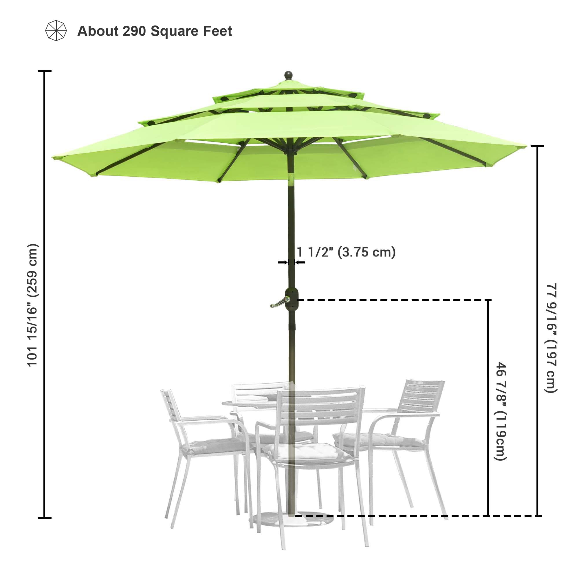 Yescom 10 Ft 3 Tier Patio Umbrella with Crank & Tilt Mechanism - Outdoor Sun Shade with Protective Cover for Poolside, Garden, Deck, and Backyard Relaxation