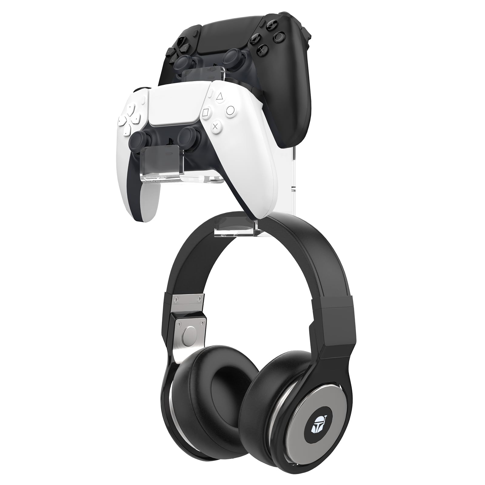 Moko Dual Game Controller Holder & Headphone Stand - Wall Mount for PS5, PS4, PS3, Xbox, Nintendo Switch, Steam Deck & PC Gaming Accessories - Perfect for Organizing Headsets and Controllers in Gaming Room Setup