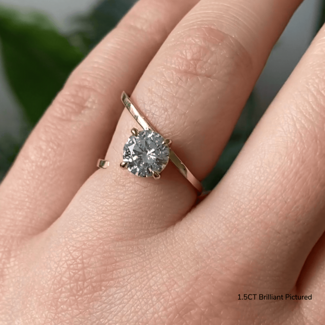 Brilliant Slant Ring - Elegant 14K Gold Dainty Stackable Ring for Women | Perfect for Everyday Wear, Layering & Special Occasions