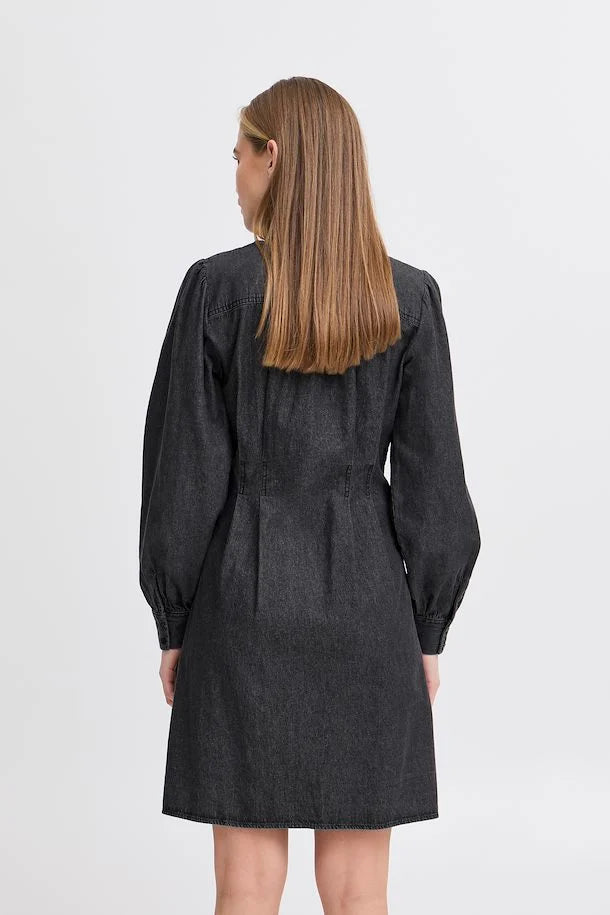 Annabelle Denim Dress for Women - Washed Black Vintage Style Mid-Length Jean Dress - Perfect for Casual Outings, Date Nights & Summer Fashion