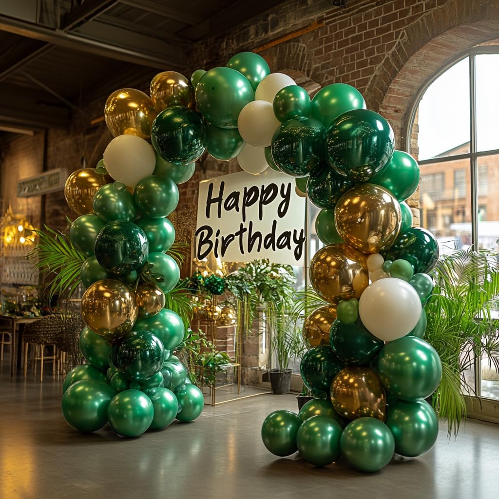 Bezente 100-Pack 12 Inch Dark Green Latex Balloons - Premium Round Helium Party Balloons for Wedding, Graduation, Anniversary & Birthday Decorations - Perfect for Backdrop, Ceiling & Outdoor Party Scenes