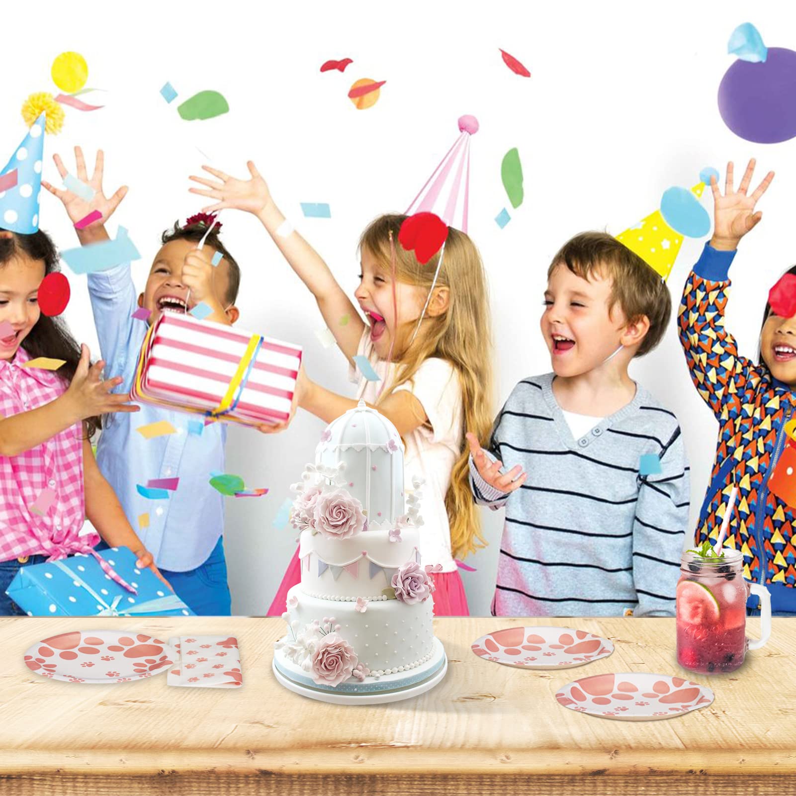 Dog Birthday Party Supplies - Paw Print Themed Paper Plates, Napkins & Decorations for Puppy Birthday Celebration | Perfect for Kids' Birthday Parties & Pet-Themed Events
