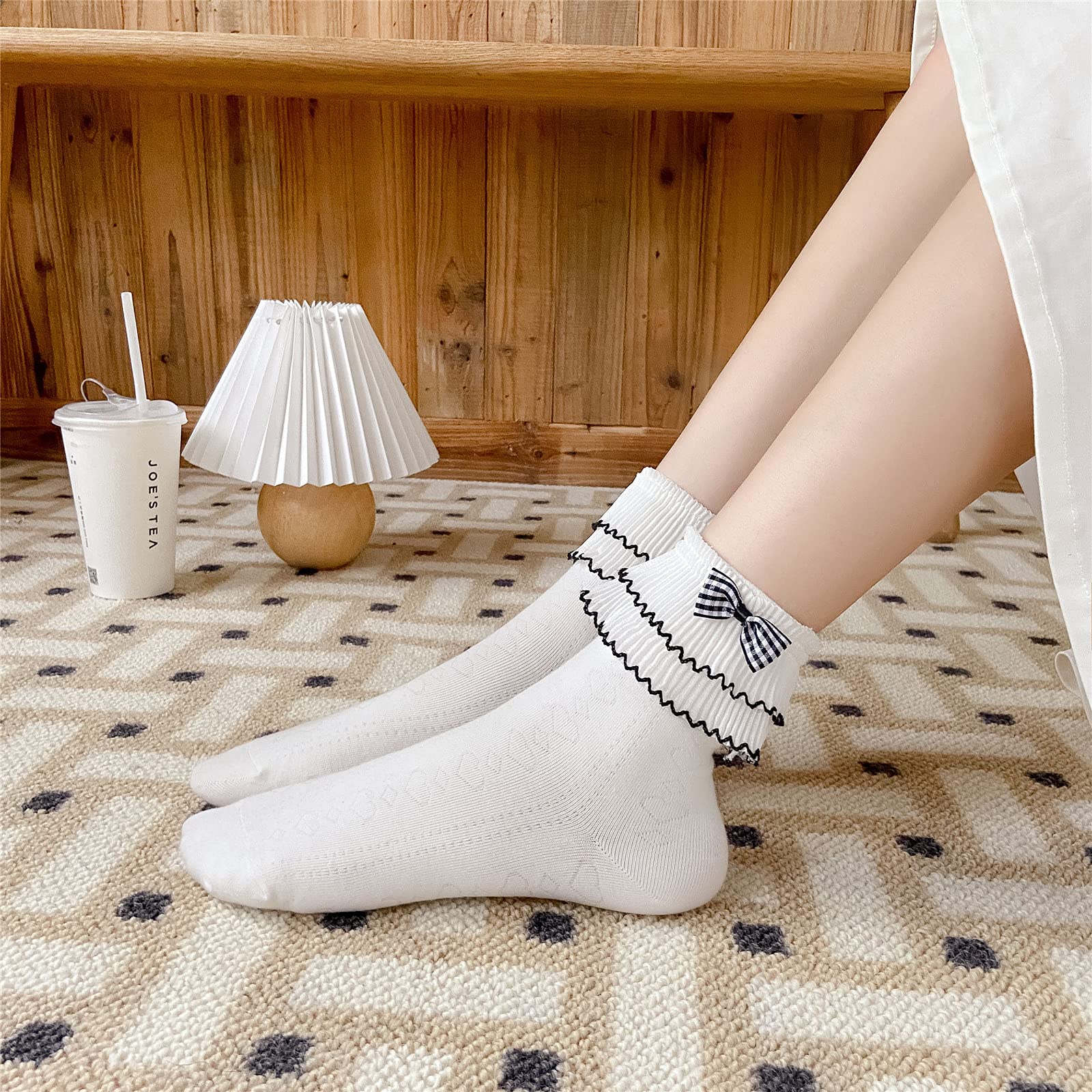 Lace Ankle Socks for Women - 3 Pairs Cute Ruffle Cotton Socks for Princess Style & Daily Wear