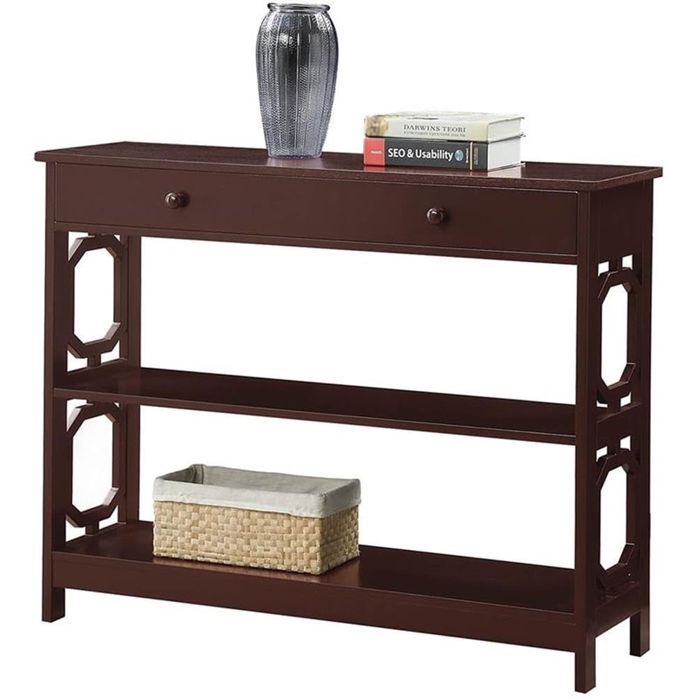Pemberly Row Modern Espresso Wood Storage Console Table - Entryway, Living Room & Hallway Organizer with Stylish Design