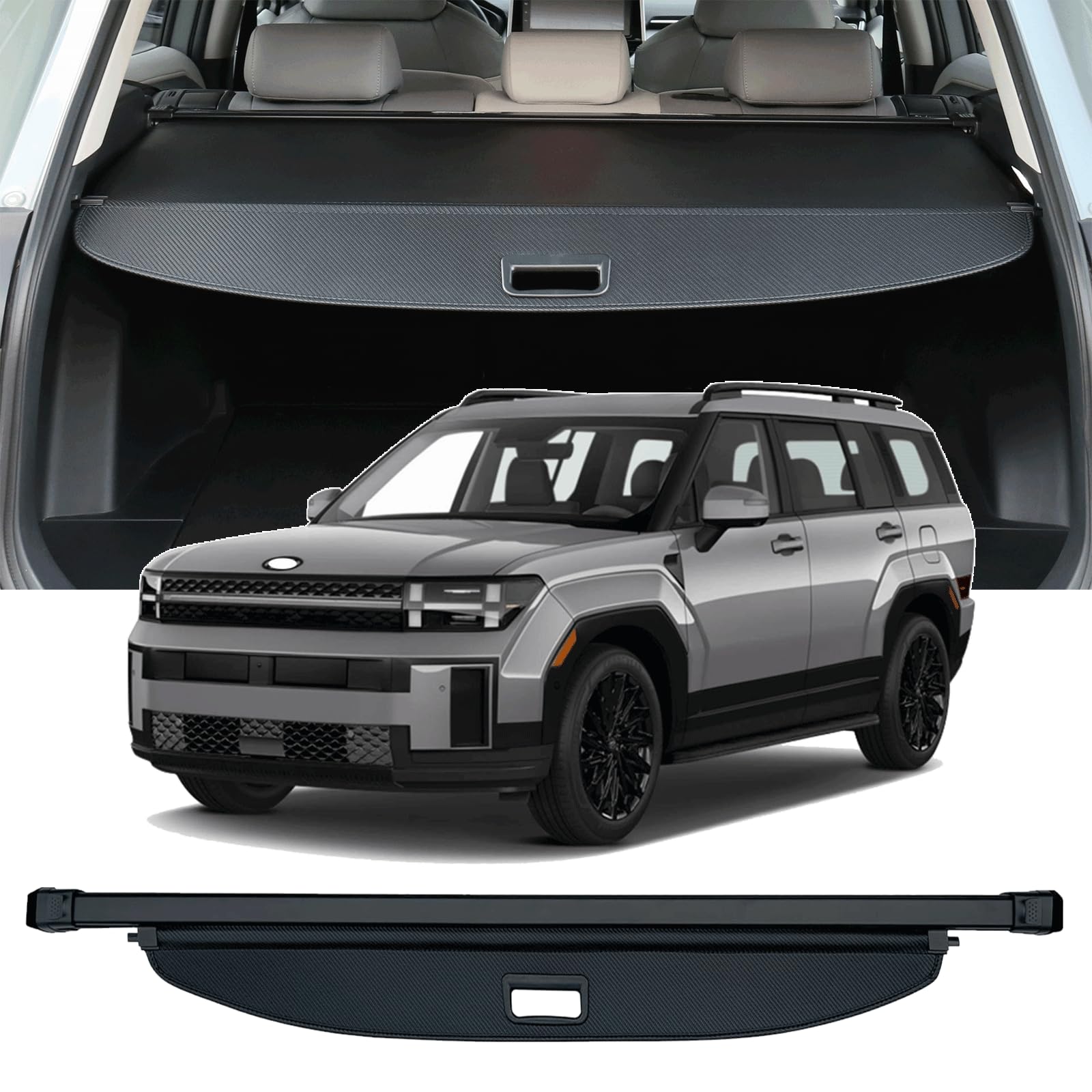 2024-2025 Hyundai Santa Fe Retractable Cargo Cover - Trunk Security Shade & Privacy Screen Protector | Perfect for Road Trips, Grocery Hauling & Vehicle Protection