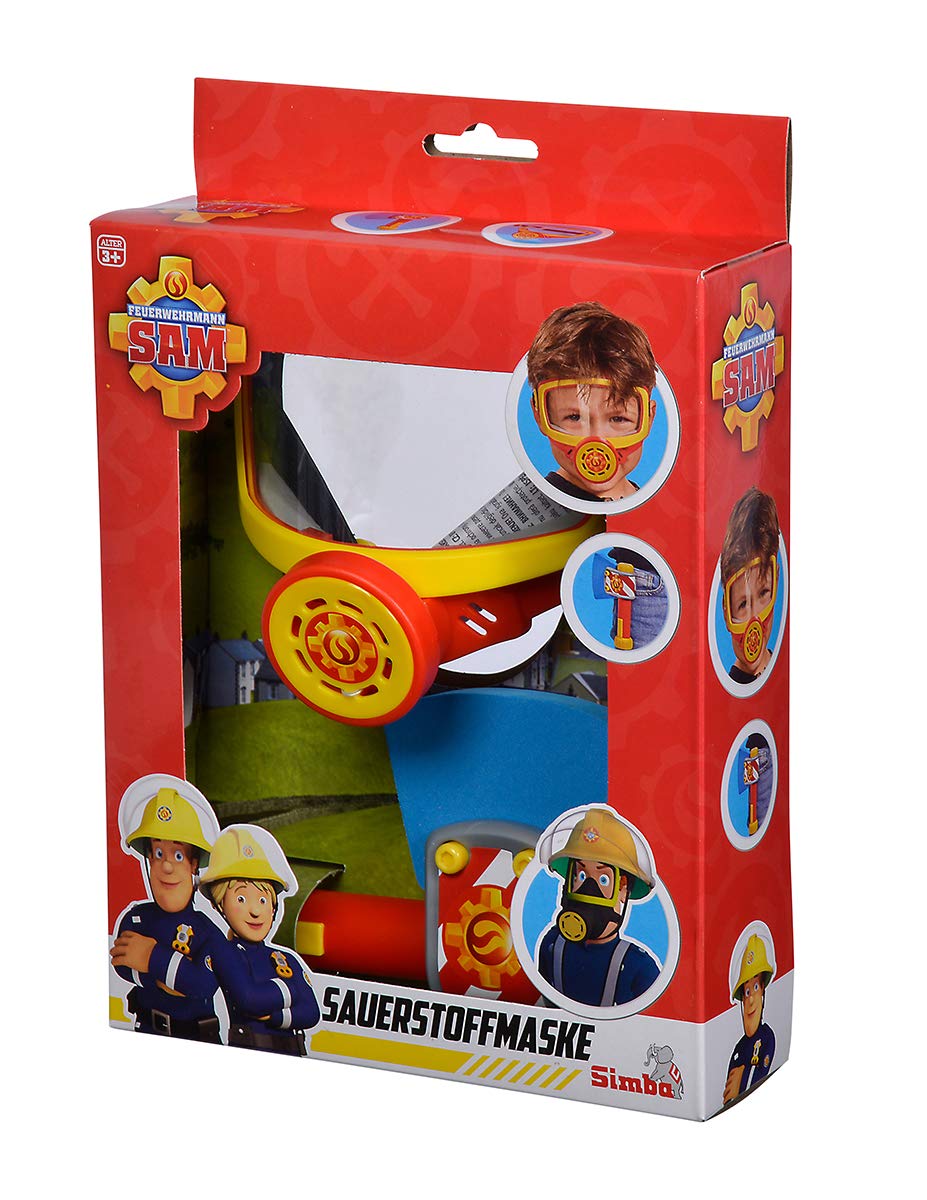 Fireman Sam Fire Brigade Oxygen Mask with Elastic Band & Axe - Kids Role Play Costume Accessory for Pretend Play, Halloween & Dress-Up